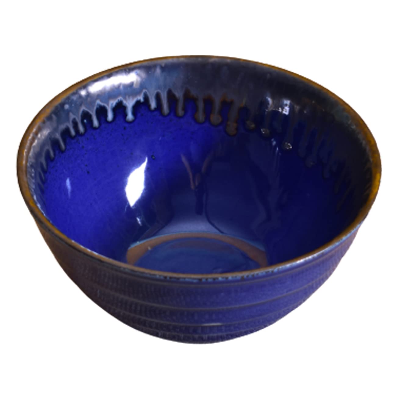 Kunhar Glazed Studio Pottery Ceramic Bowl - 1000 ML, 1 Piece, Denim Dark Blue