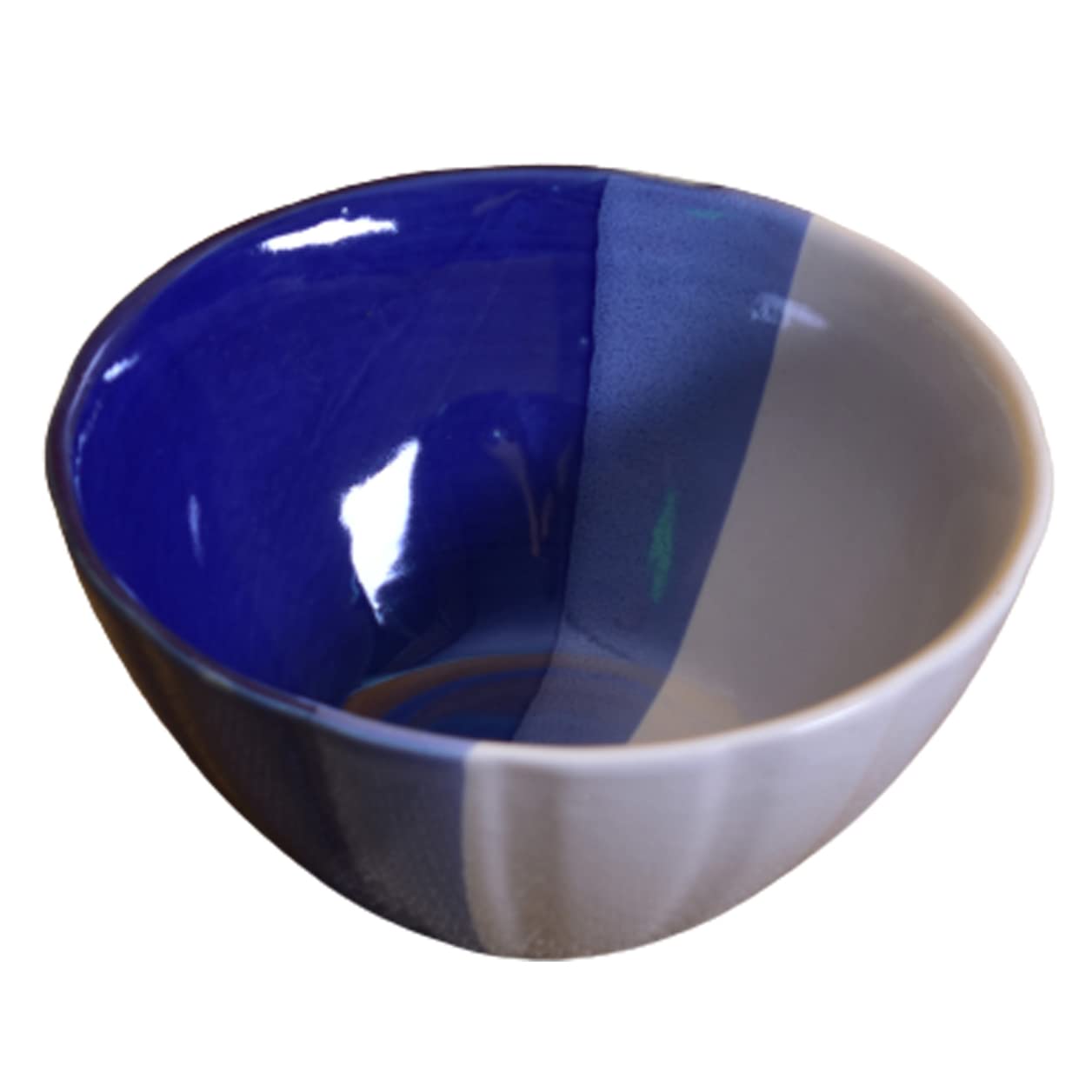 Kunhar Glazed Studio Pottery Ceramic Bowl 1000 ML White Blue