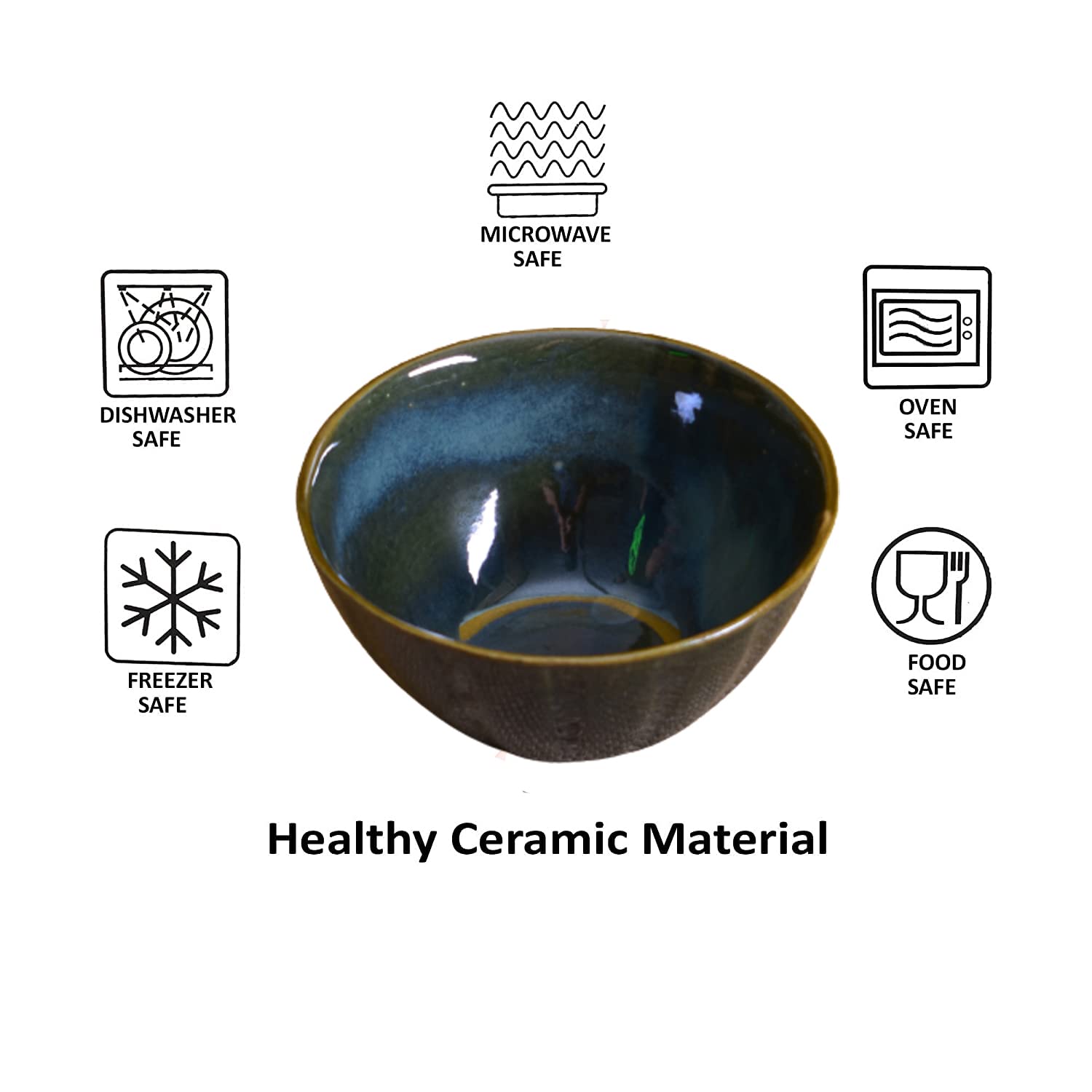 Kunhar Glazed Studio Pottery Ceramic Bowl - 1000 ML, 1 Piece, Charcoal Grey