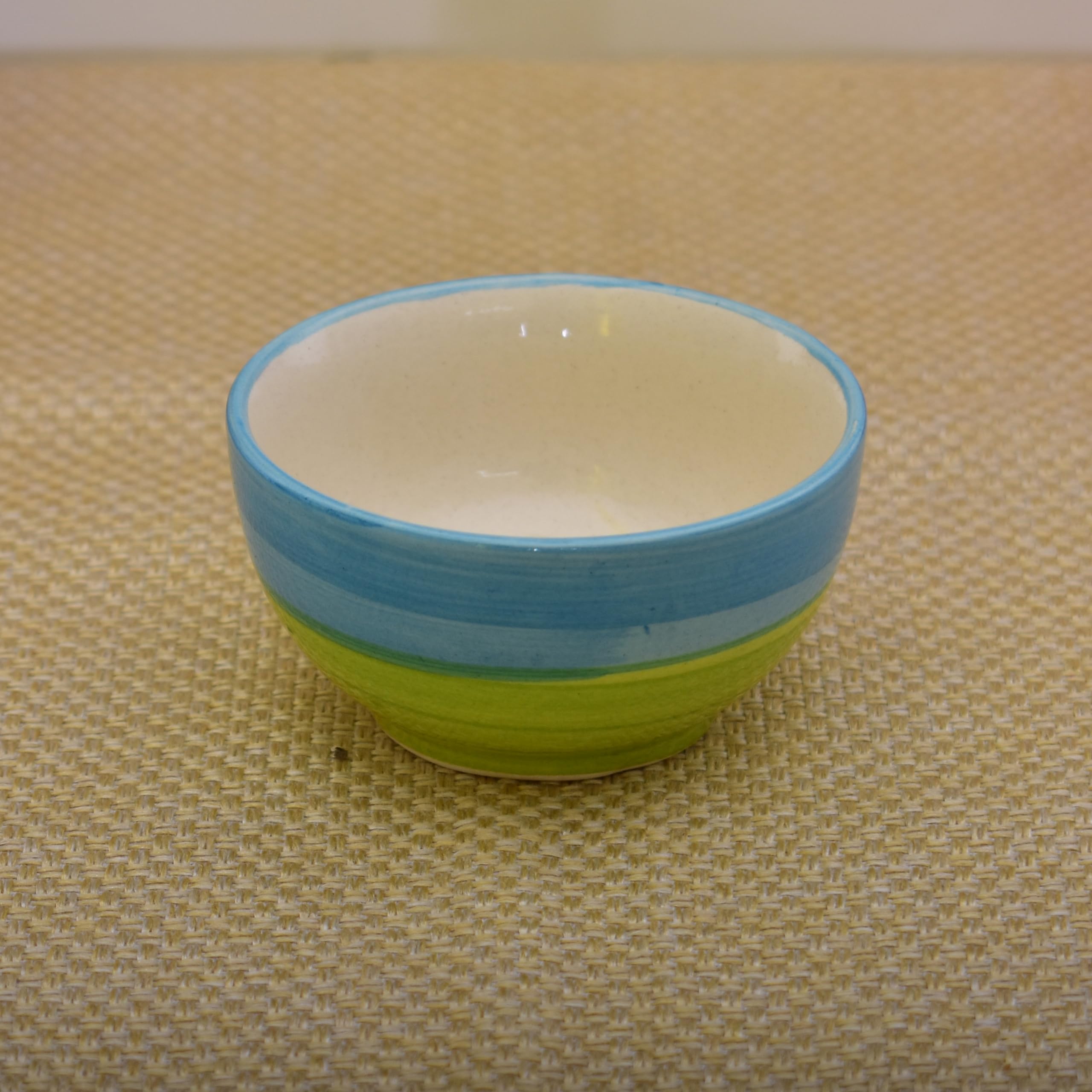 Kunhar Ceramic Hand Painted Dessert Bowls - 150 Ml, 6 Pieces, Green