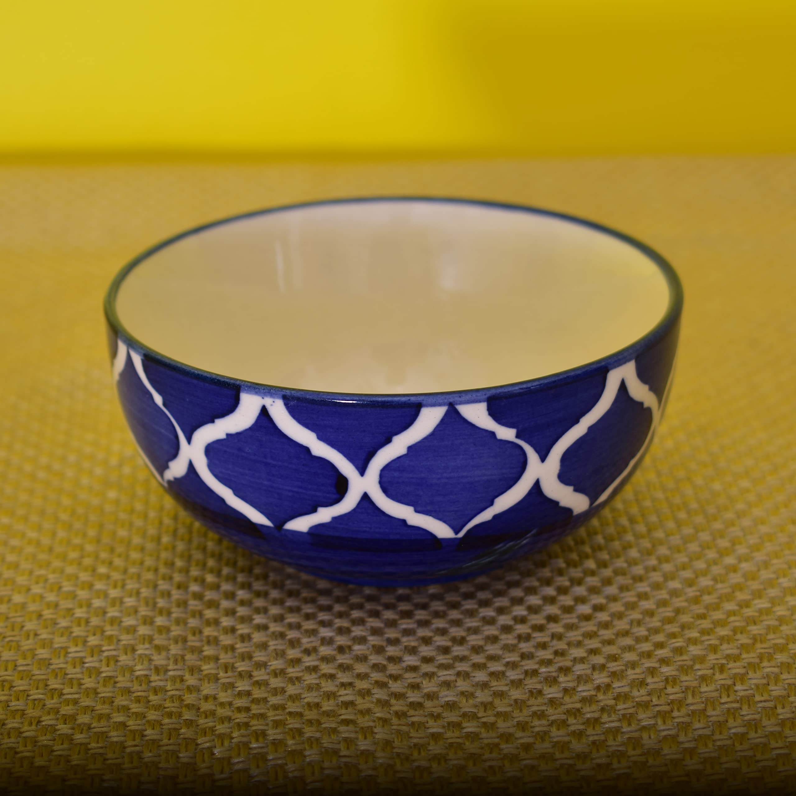 Kunhar Ceramic Hand Painted Dessert Bowls - 200 Ml, 6 Pieces, Blue Chidi
