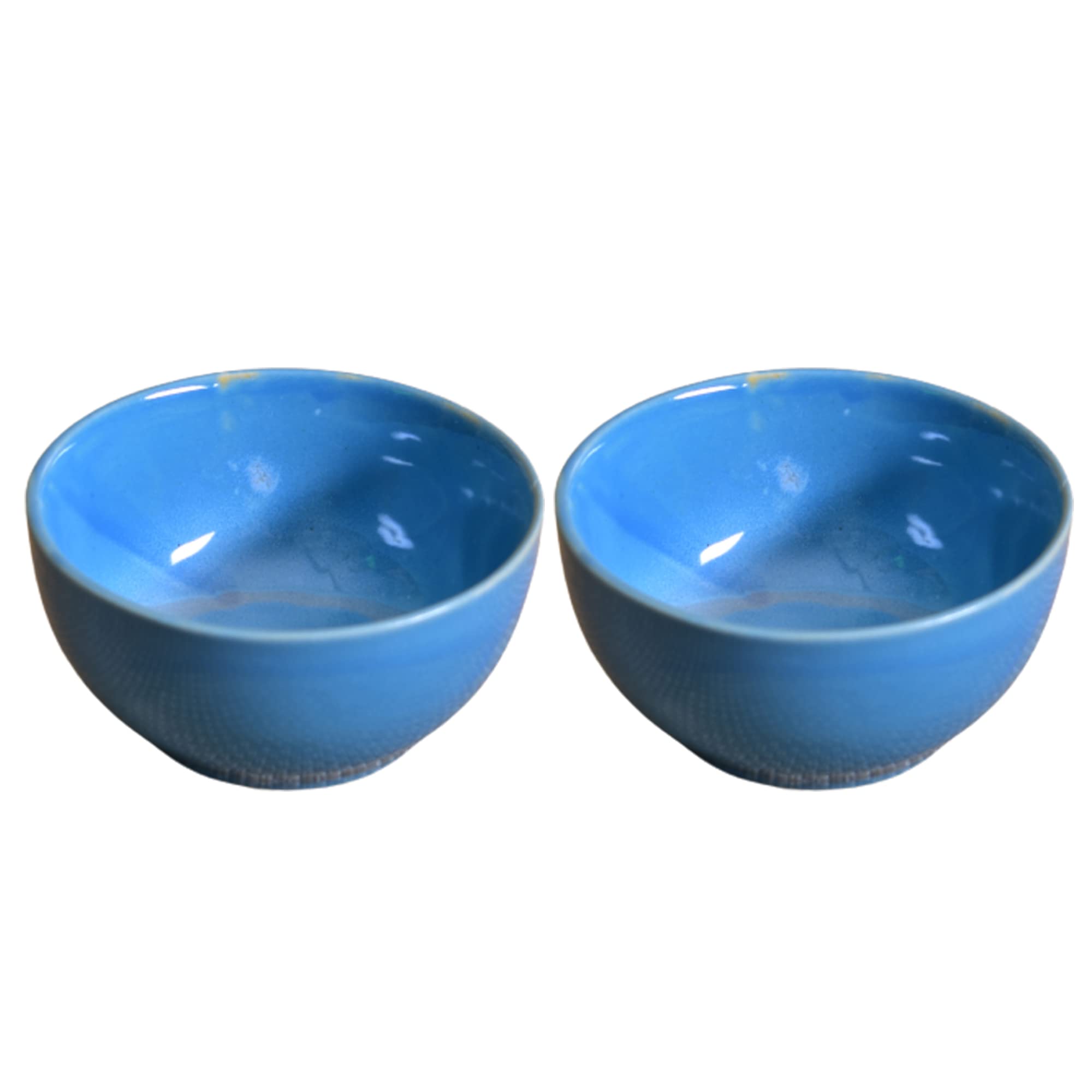 Kunhar Glazed Studio Pottery Ceramic Bowl Set, 250 ML, 2 Pieces Dark Sky Blue