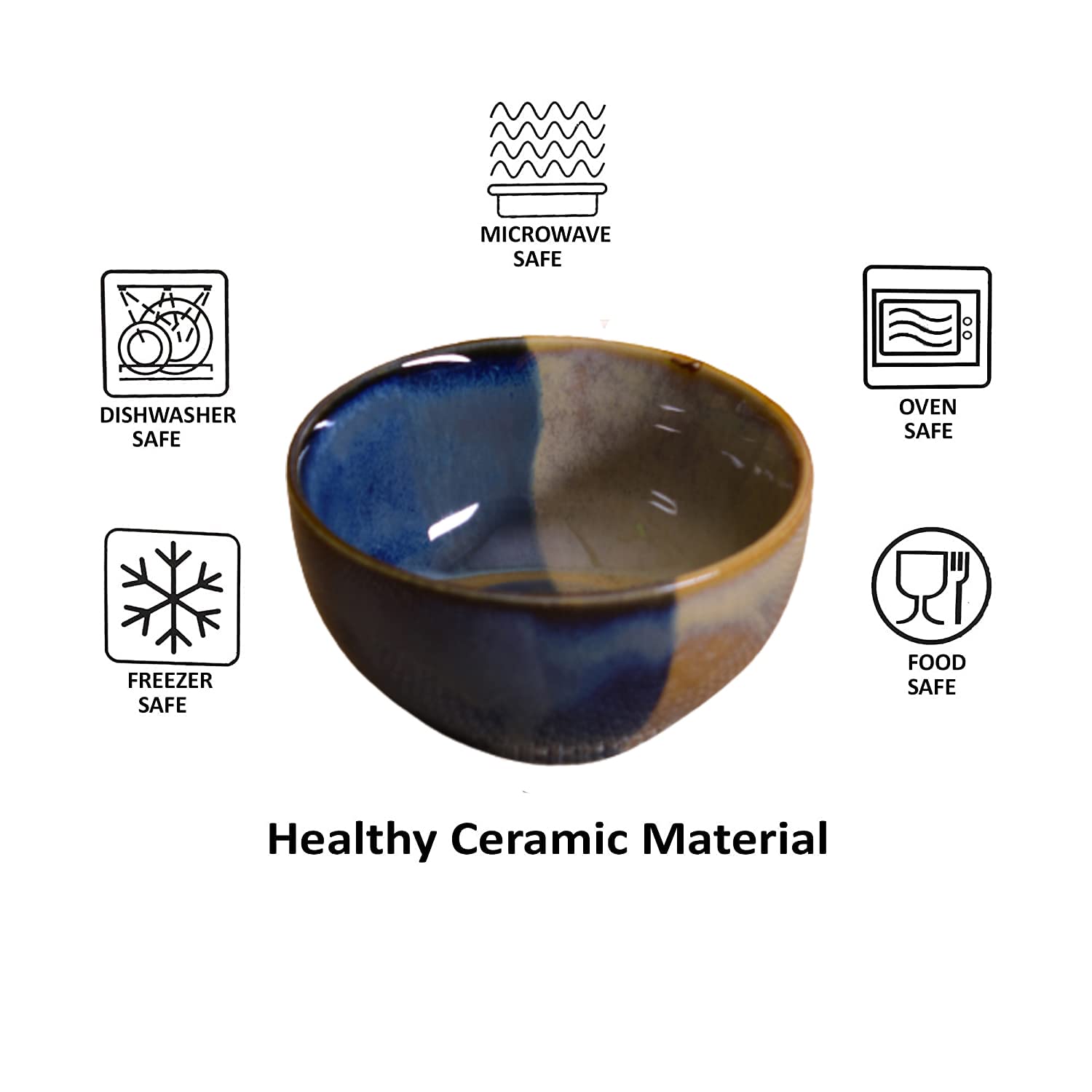 Kunhar Ceramic Bowl - 250 ML, 2 Pieces Pickled Bluewood