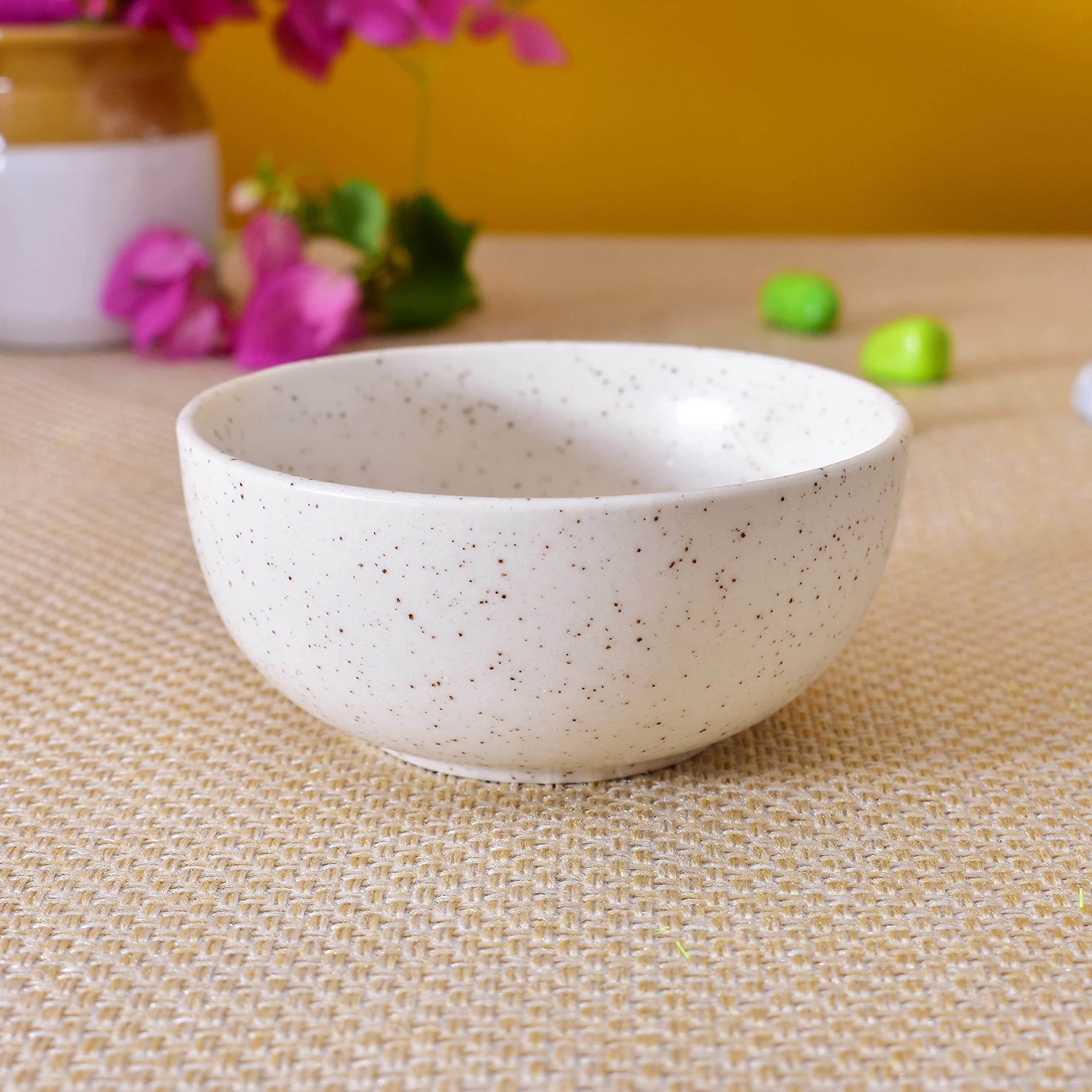 Kunhar Ceramic Matt Finish Dessert Bowl - 200 Ml, 6 Pieces, White Matt