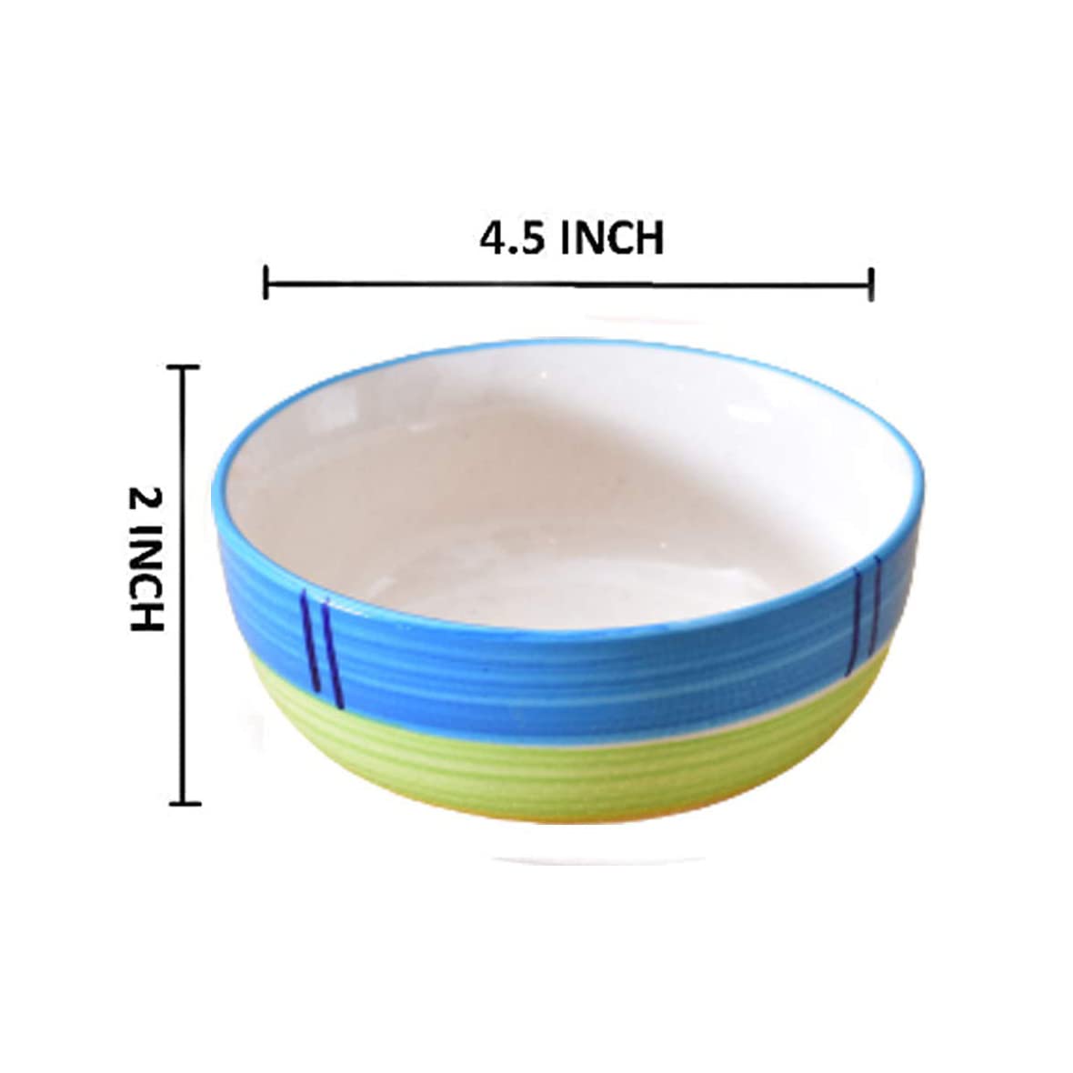 Kunhar Ceramic Serving Bowls (Green, 400 ml) - 2 Pieces