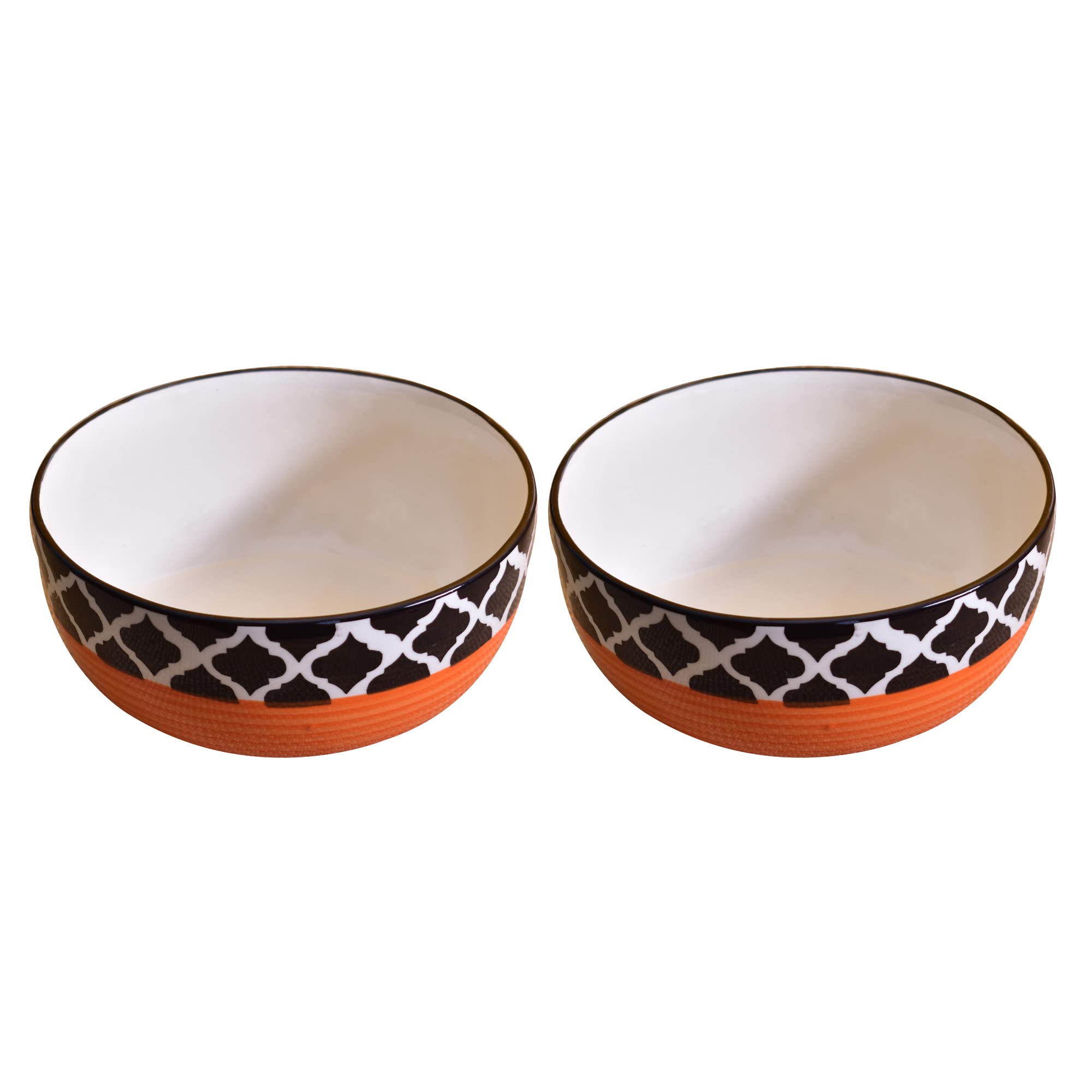 Kunhar Ceramic Bowls - 400 ML, 2 Pieces, Red Chidi