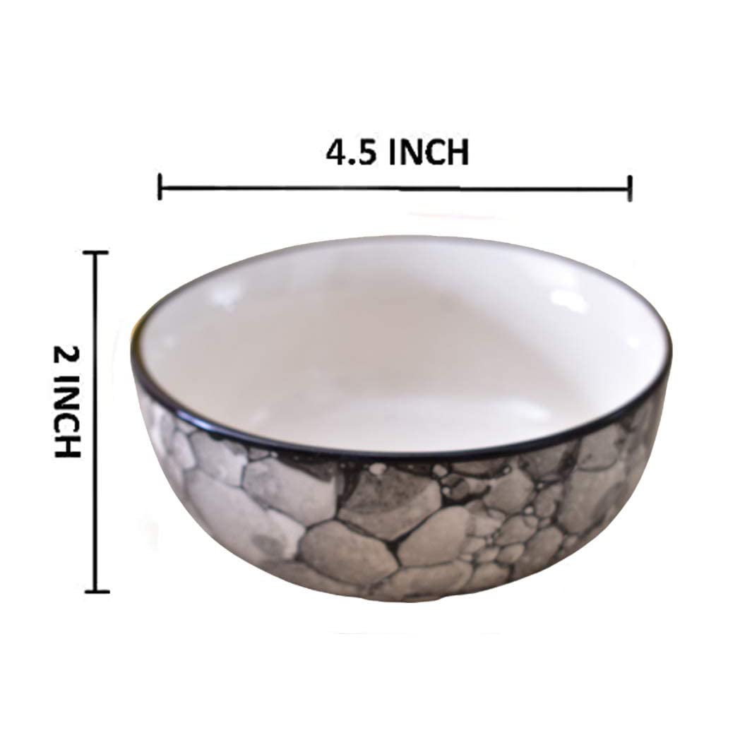 Kunhar Ceramic Serving Bowls (Black Luster, 400 ml) - 2 Pieces