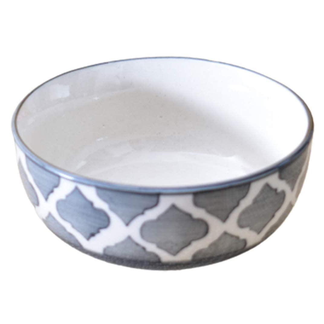 Kunhar Ceramic Serving Bowls (Grey, 400 ml) - 2 Pieces