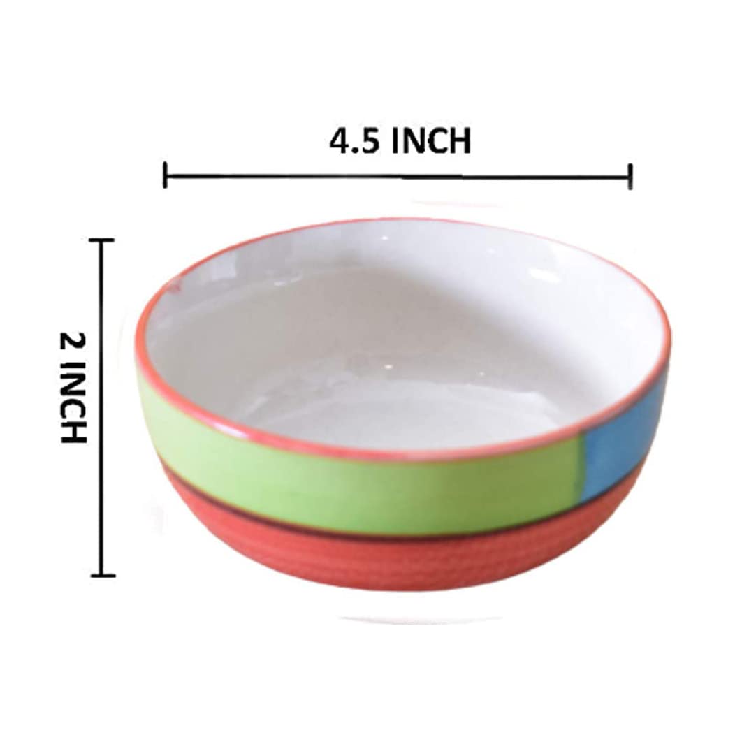 Kunhar Ceramic Serving Bowls (Red, 400 ml) - 2 Pieces