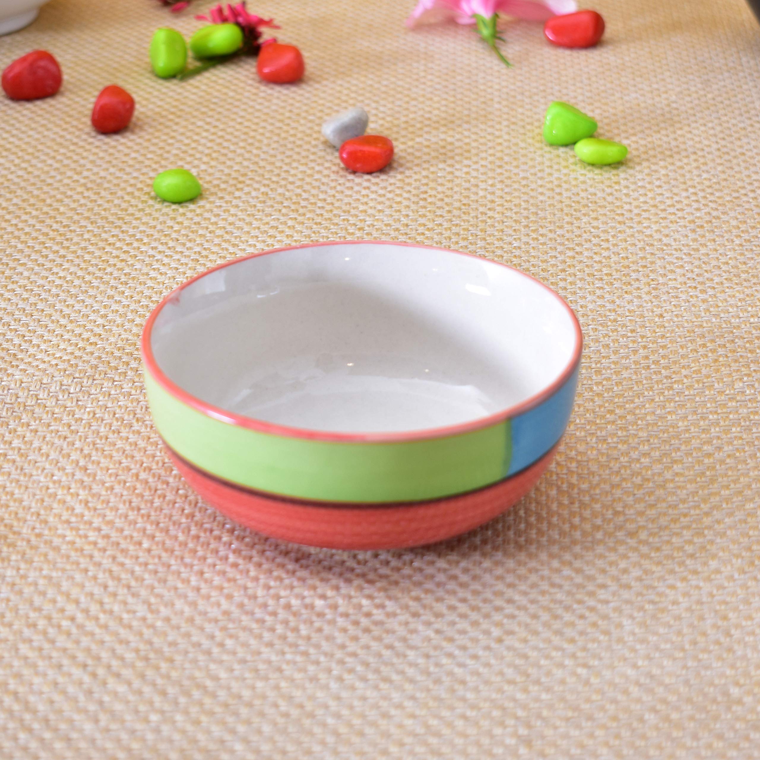 Kunhar Ceramic Serving Bowls (Red, 400 ml) - 2 Pieces