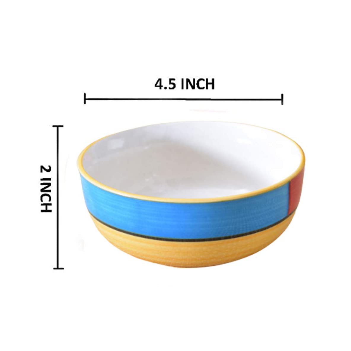 Kunhar Ceramic Serving Bowls (Yellow, 400 ml) - 2 Pieces