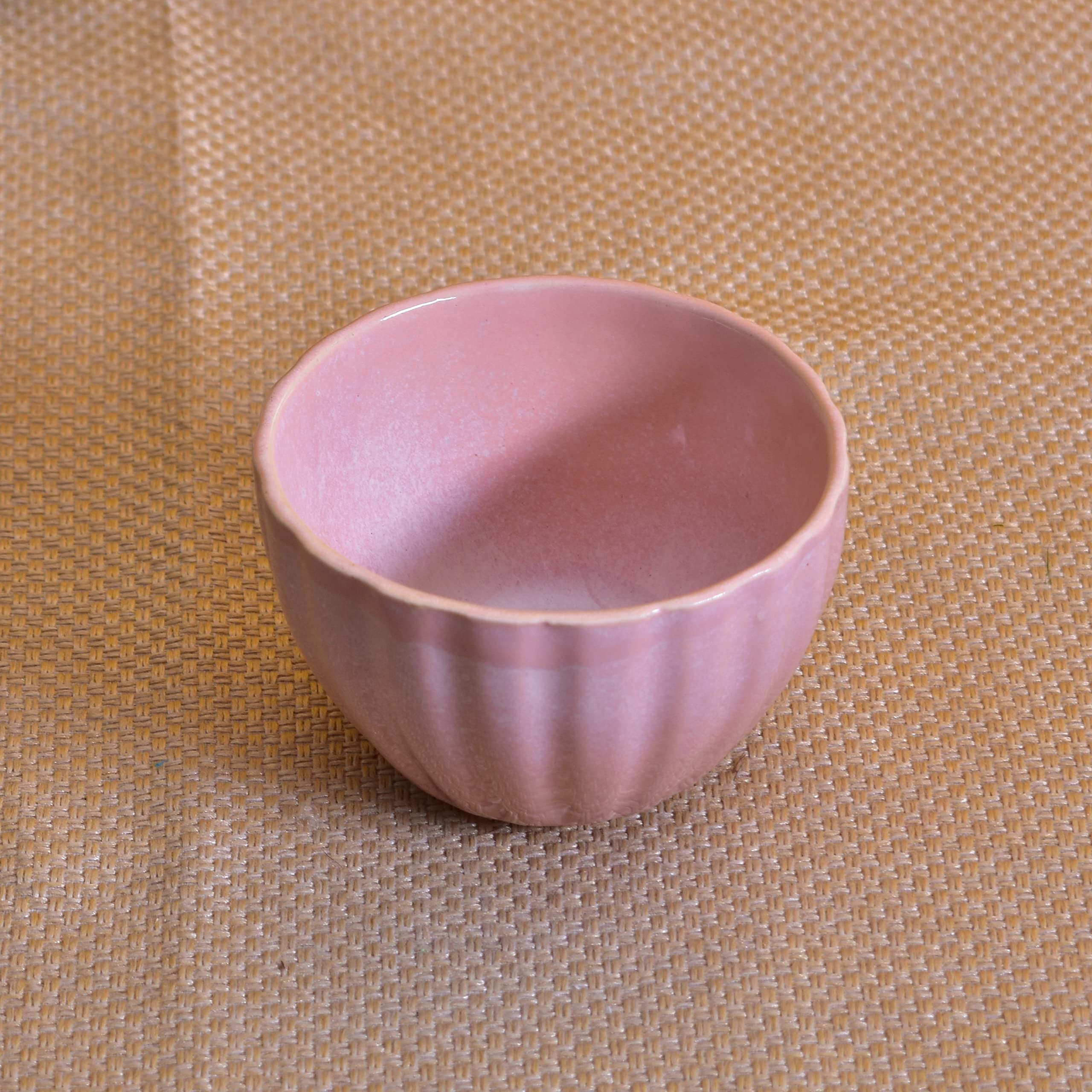 Kunhar Glazed Studio Pottery Ceramic Bowl - 300 ML, 2 Pieces, Cadillac Pink