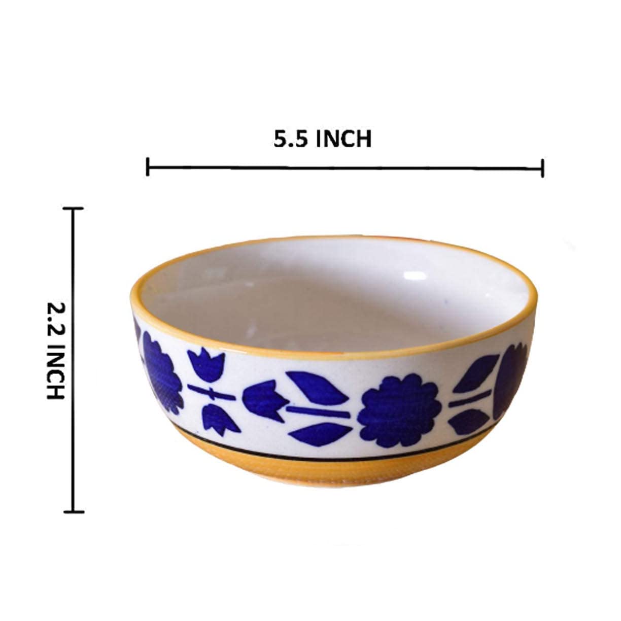 Kunhar Ceramic Serving Bowls (Yellow, 600 ml) - 1 Piece