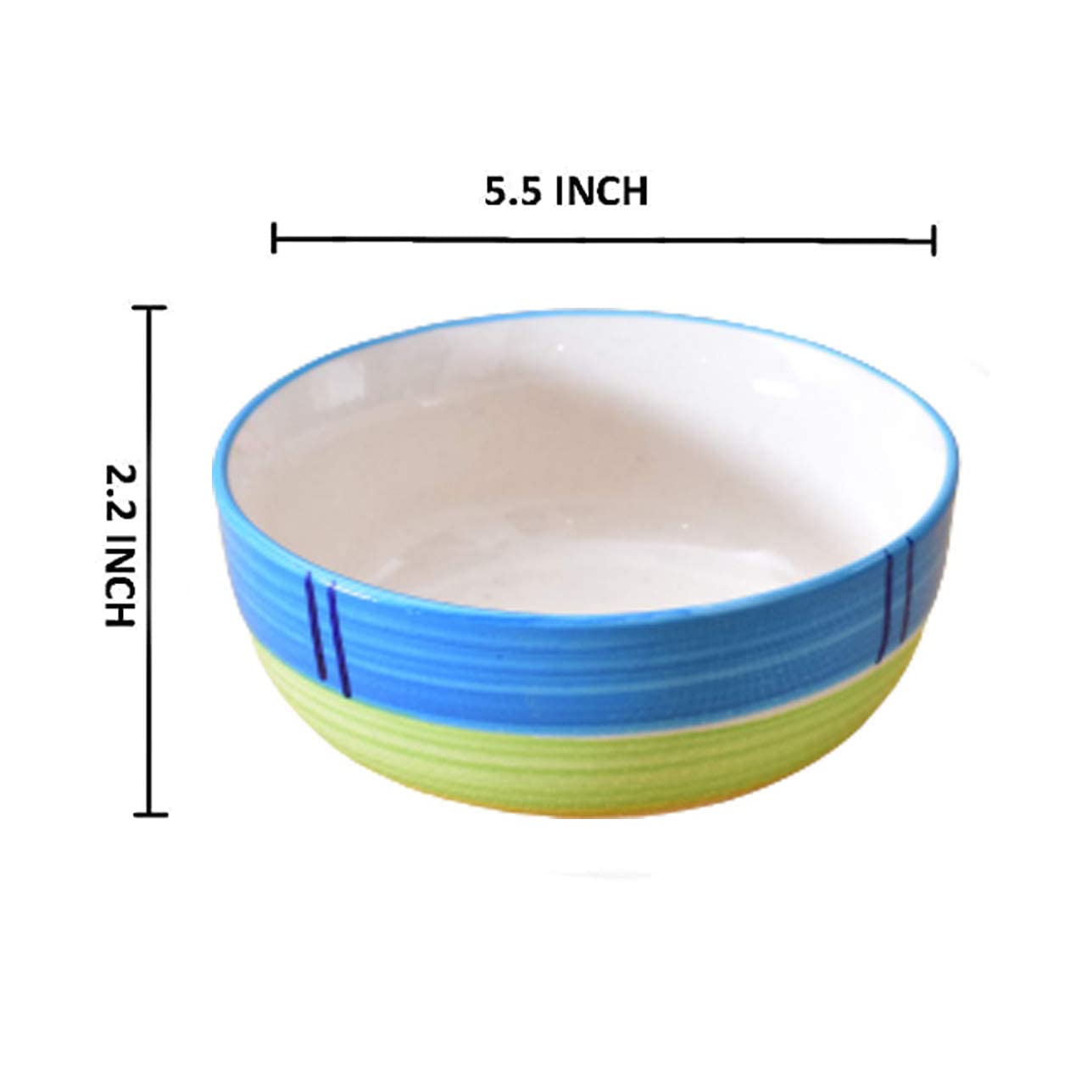 Kunhar Ceramic Serving Bowls (Green, 600 ml) - 1 Piece