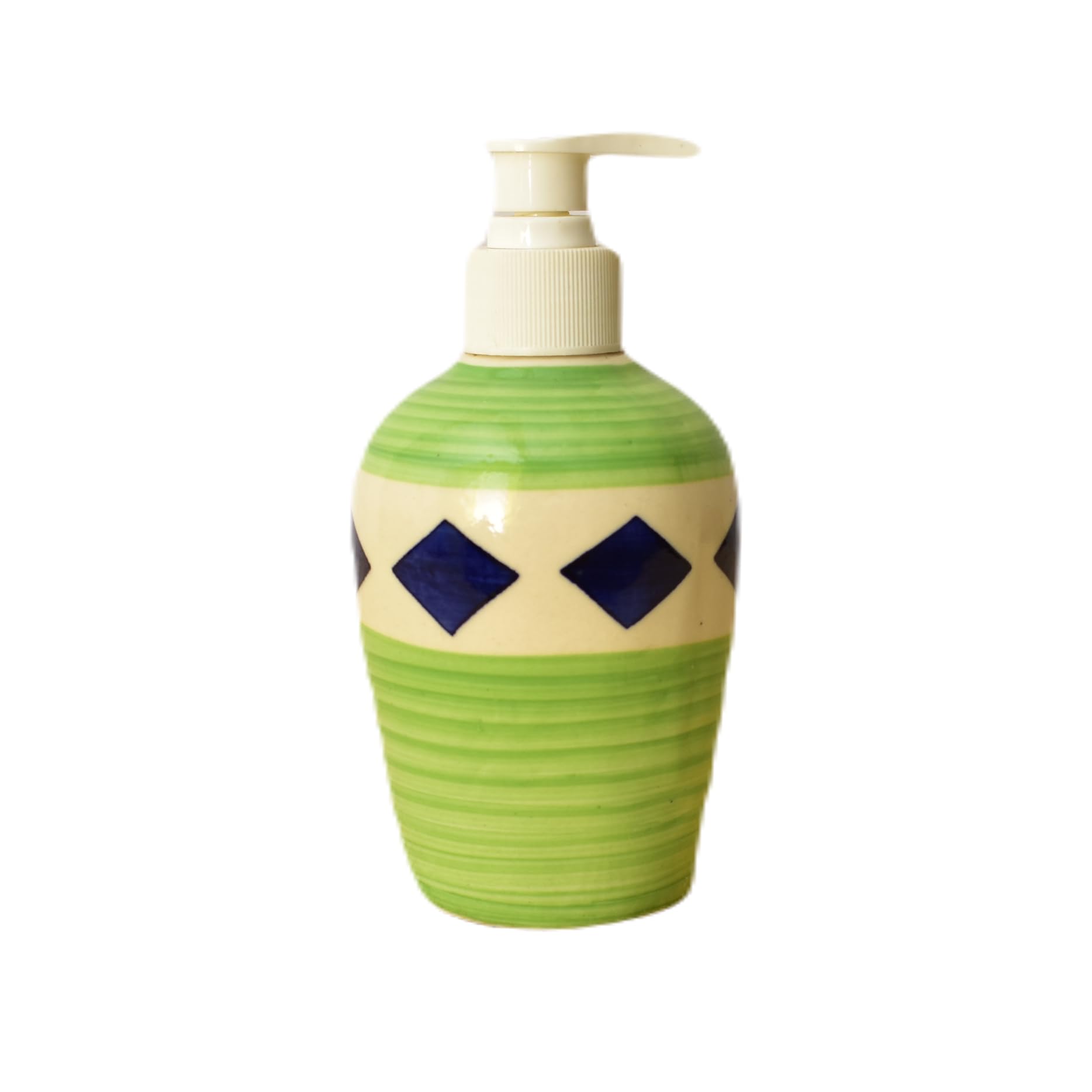 KunhaR Ceramic Long-Lasting Liquid Handwash Soap Dispenser for Bathroom | Handwash Bottle for Kitchen | Soap Dispenser for Wash Basin | Bathroom Accessories | 300 ml, Tan Green, 2 Pieces