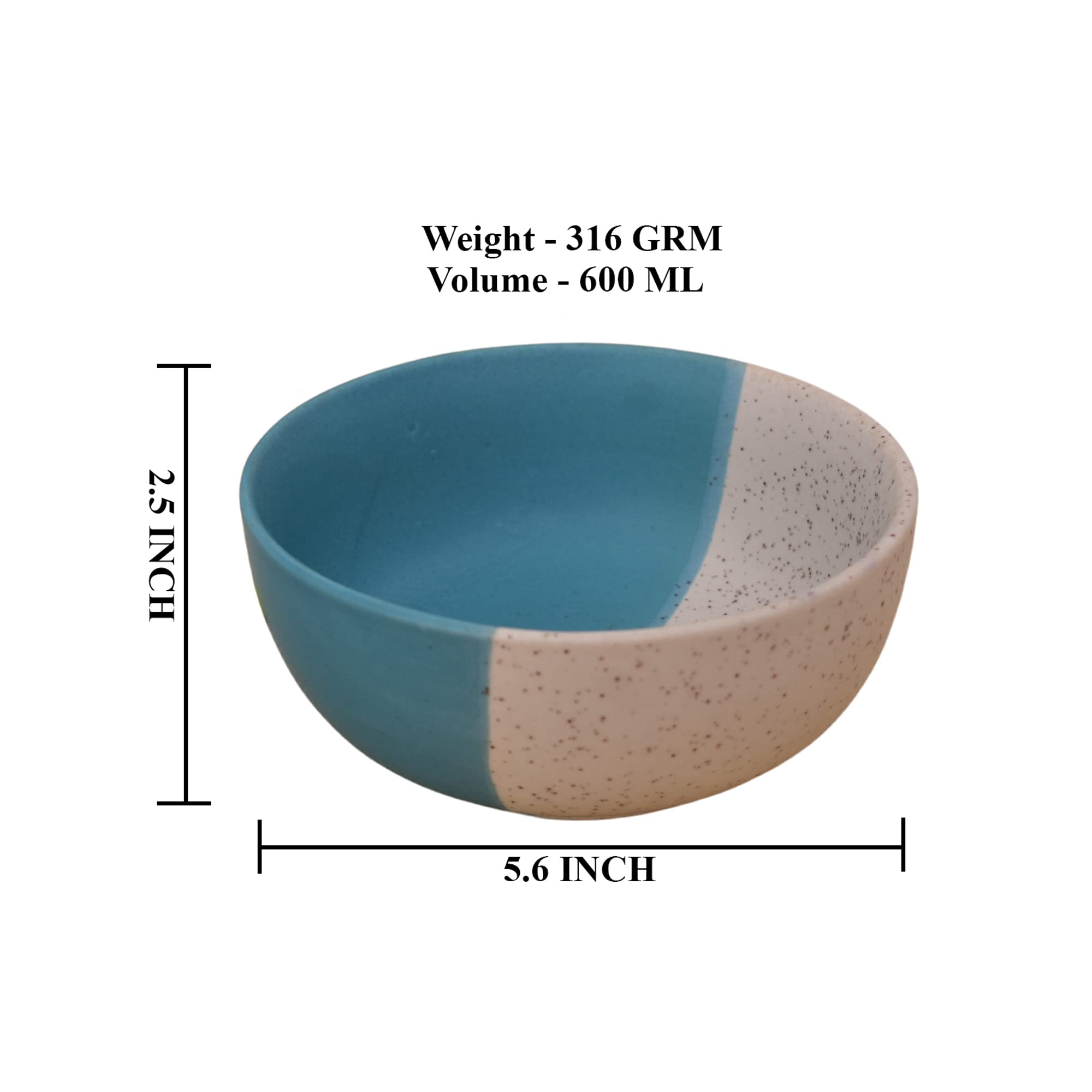 Kunhar Ceramic Bowl 600 ml White Dusty Blue
