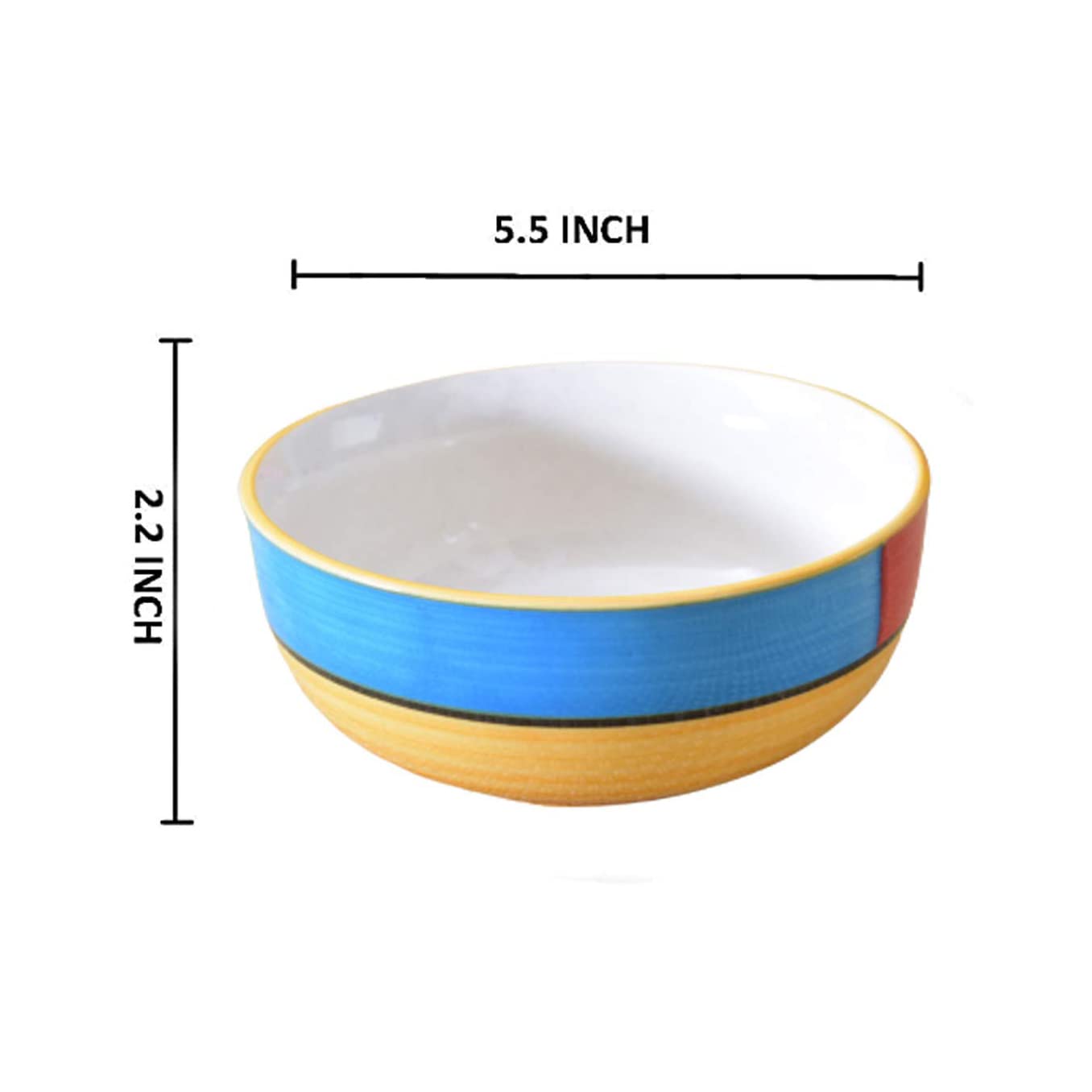 Kunhar Ceramic Serving Bowls (Yellow, 600 ml) - 1 Piece