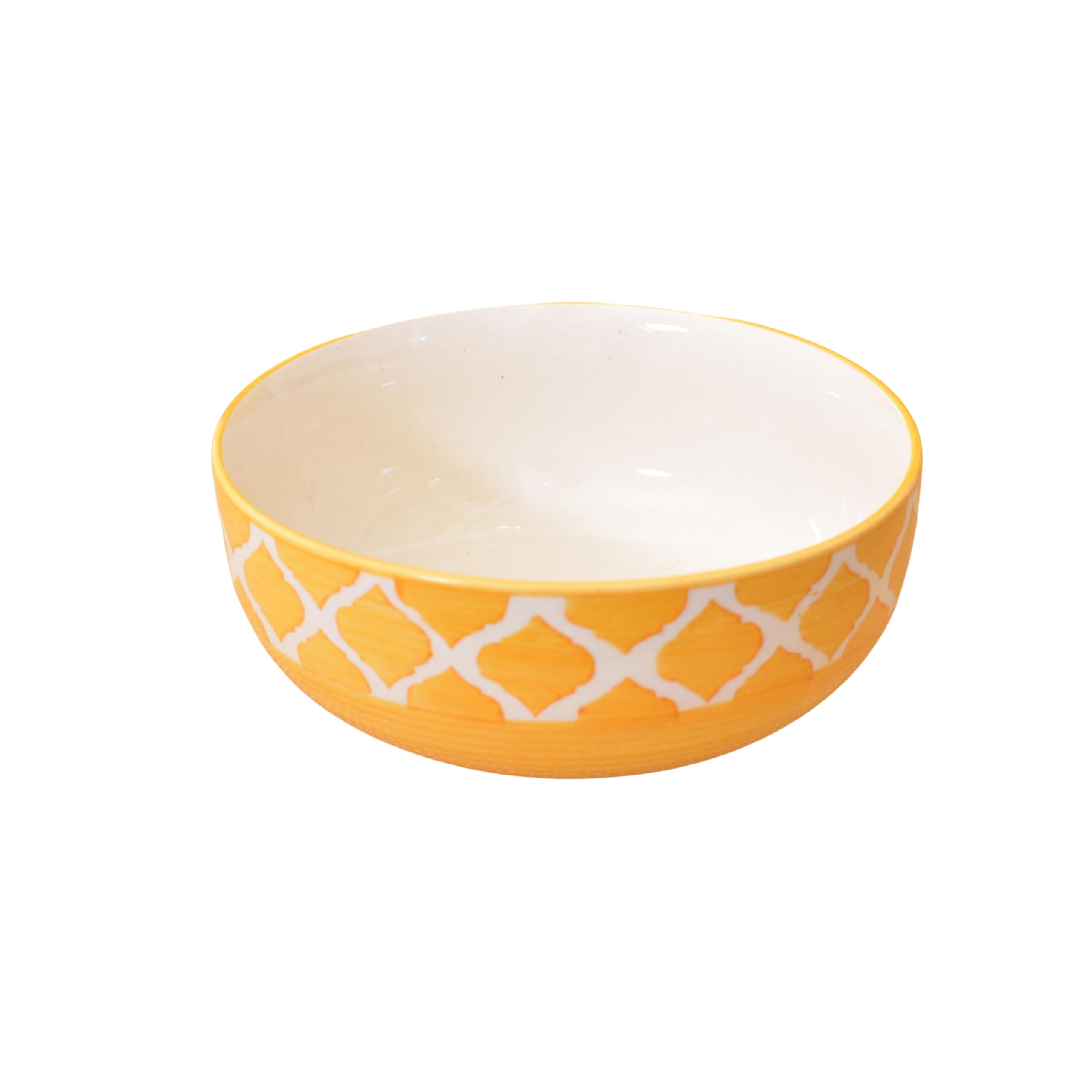 Kunhar Ceramic Mixing Bowls, Microwave Safe Bowl for Kitchen, Freezer & Dishwasher, Ideal for Snacks, Rice, Salad, and Noodles - 600 ML, 2 Pieces, Yellow Chidi