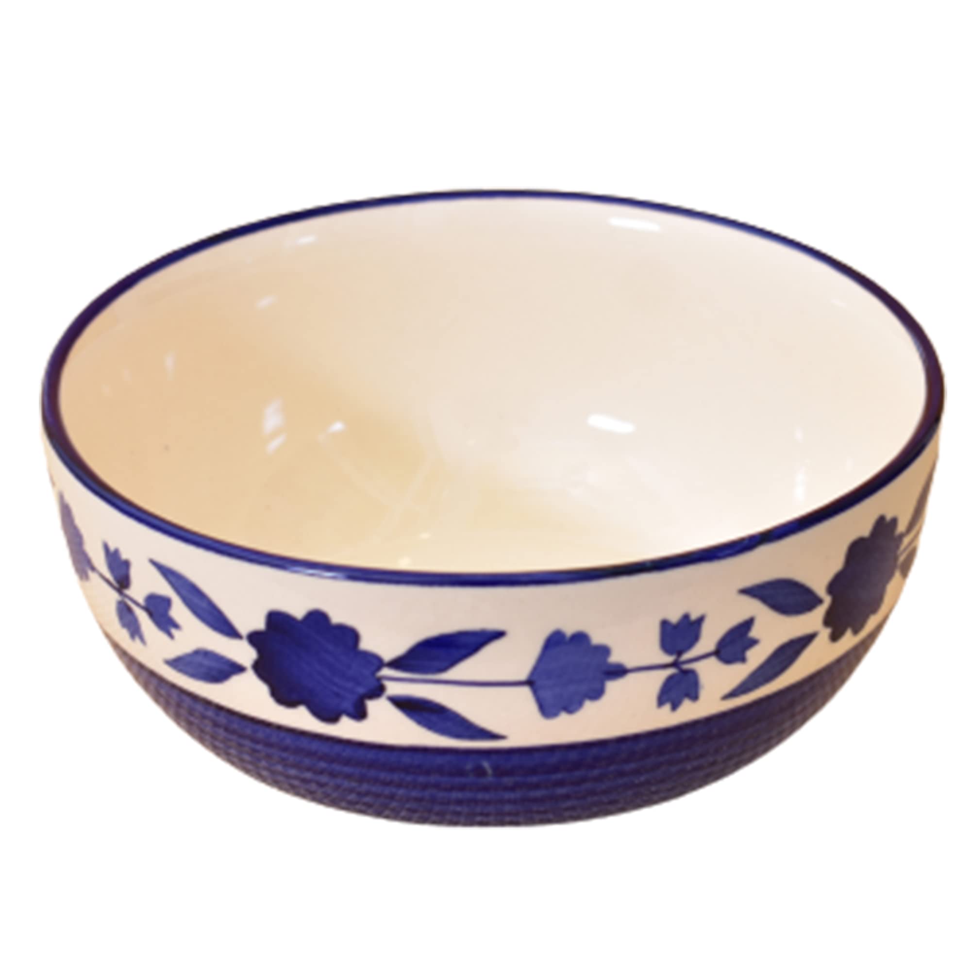 Kunhar Ceramic Serving Bowls (Blue Flower, 800 ml) - 1 Piece