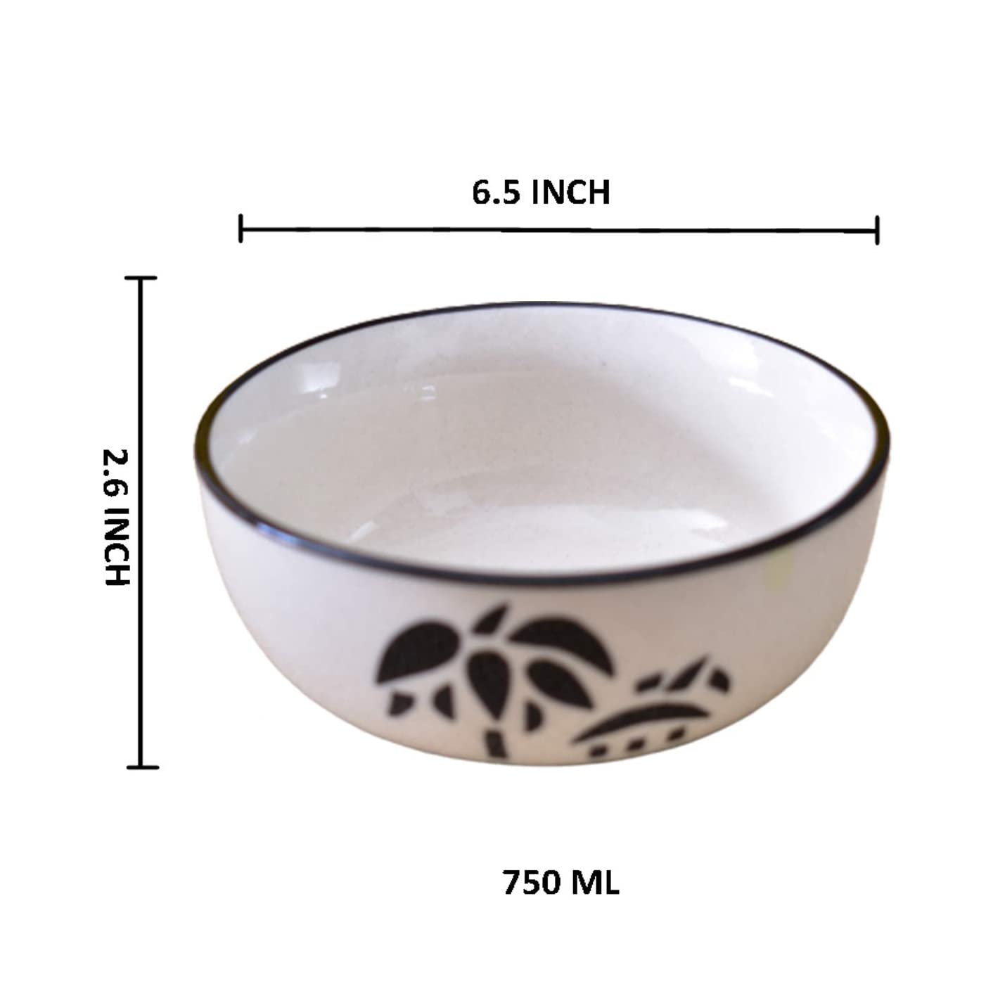Kunhar Ceramic Serving Bowls (Coconut White, 800 ml) - 1 Piece