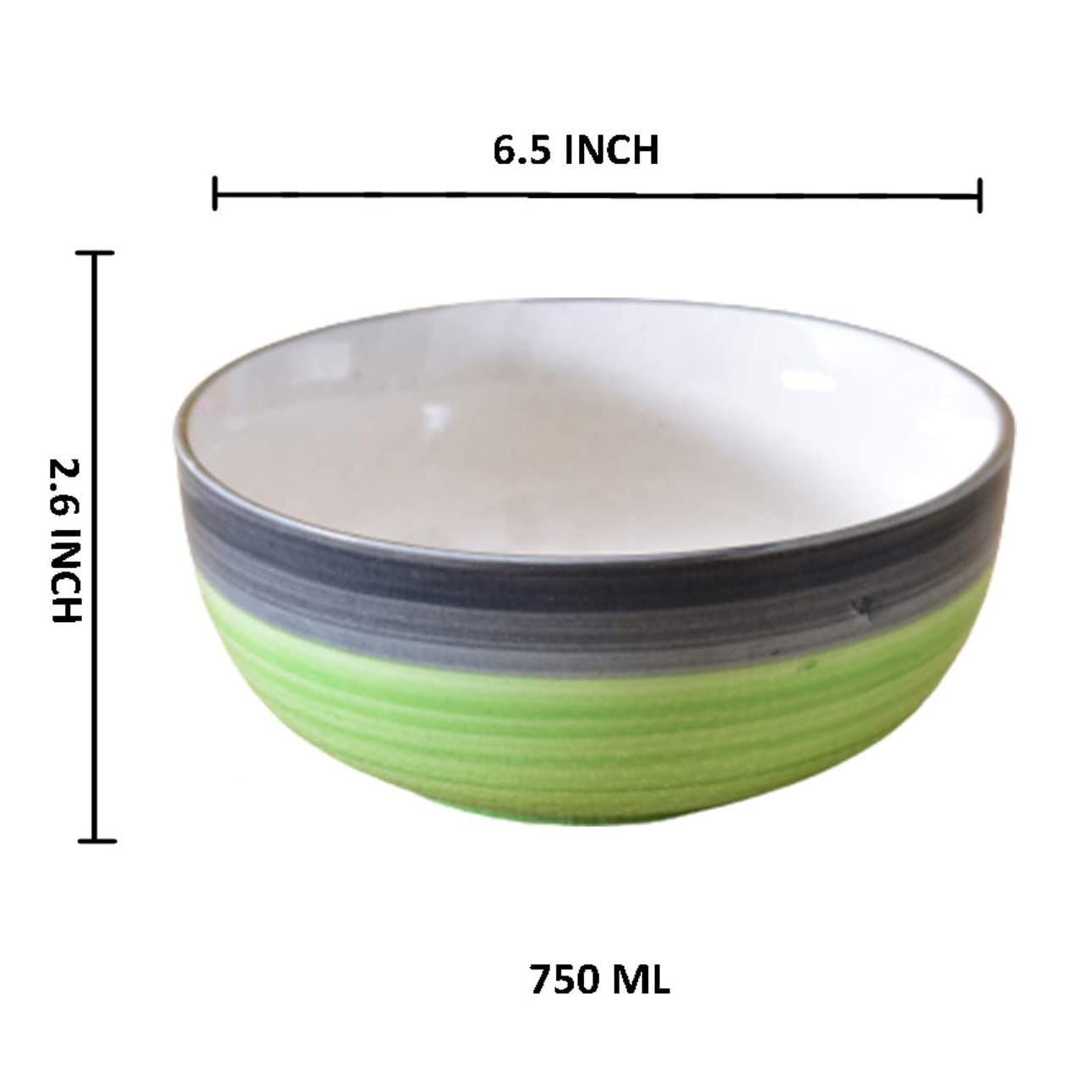 Kunhar Ceramic Serving Bowls (Green Gray, 800 ml) - 1 Piece