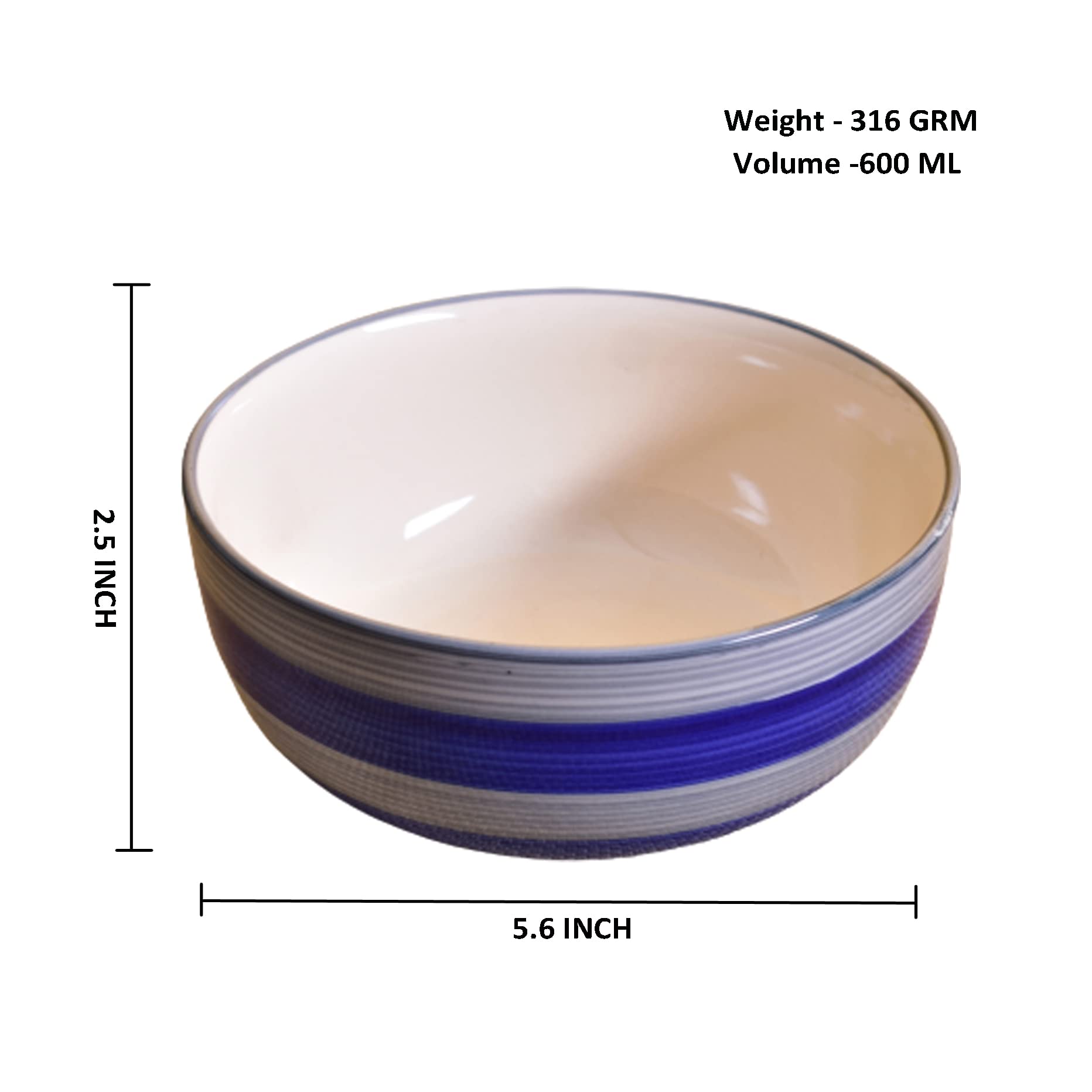 Kunhar Ceramic Bowls - 800 ML, 1 Piece, Monsoon