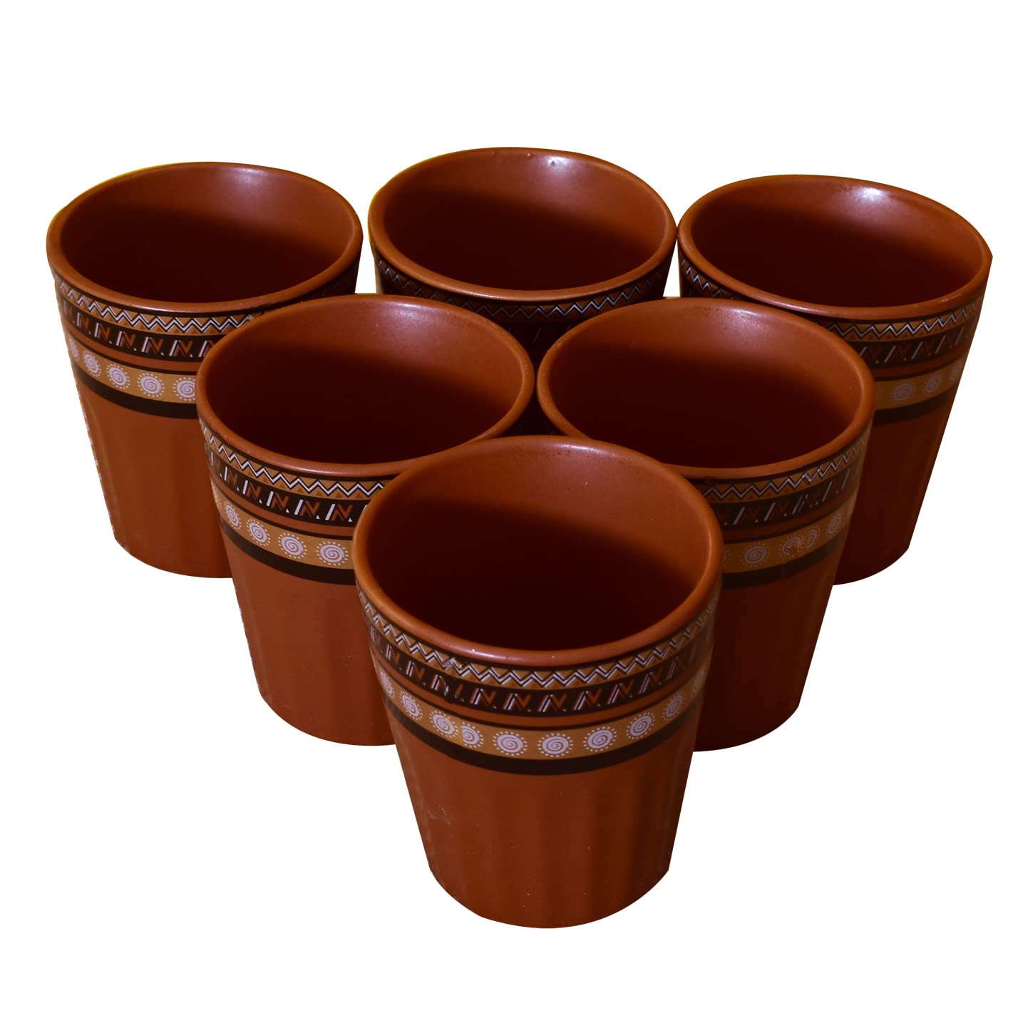 Kunhar Ceramic Tea Glass - 6 Pieces, Cumin, 125ml