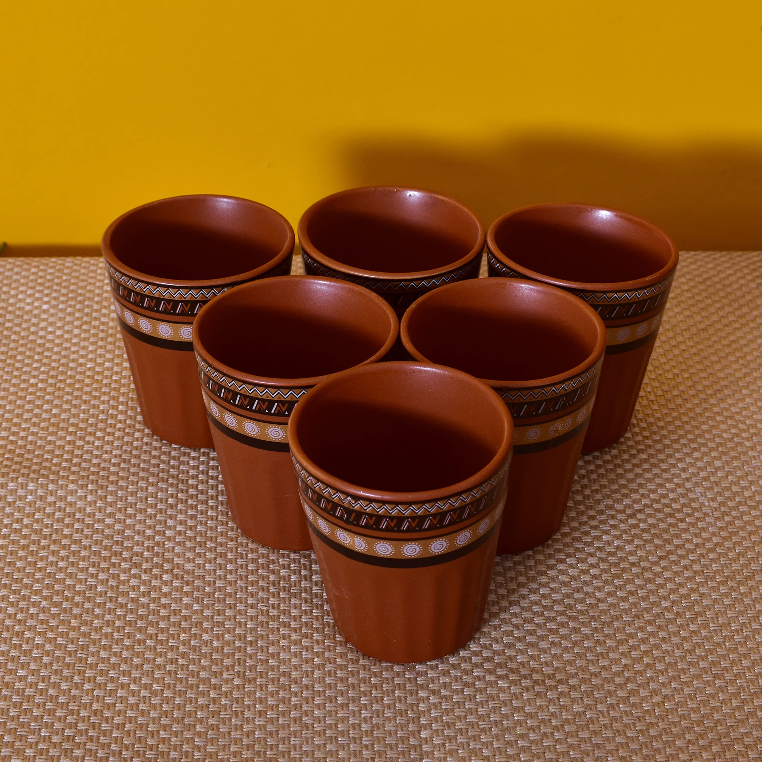 Kunhar Ceramic Tea Glass - 6 Pieces, Cumin, 125ml