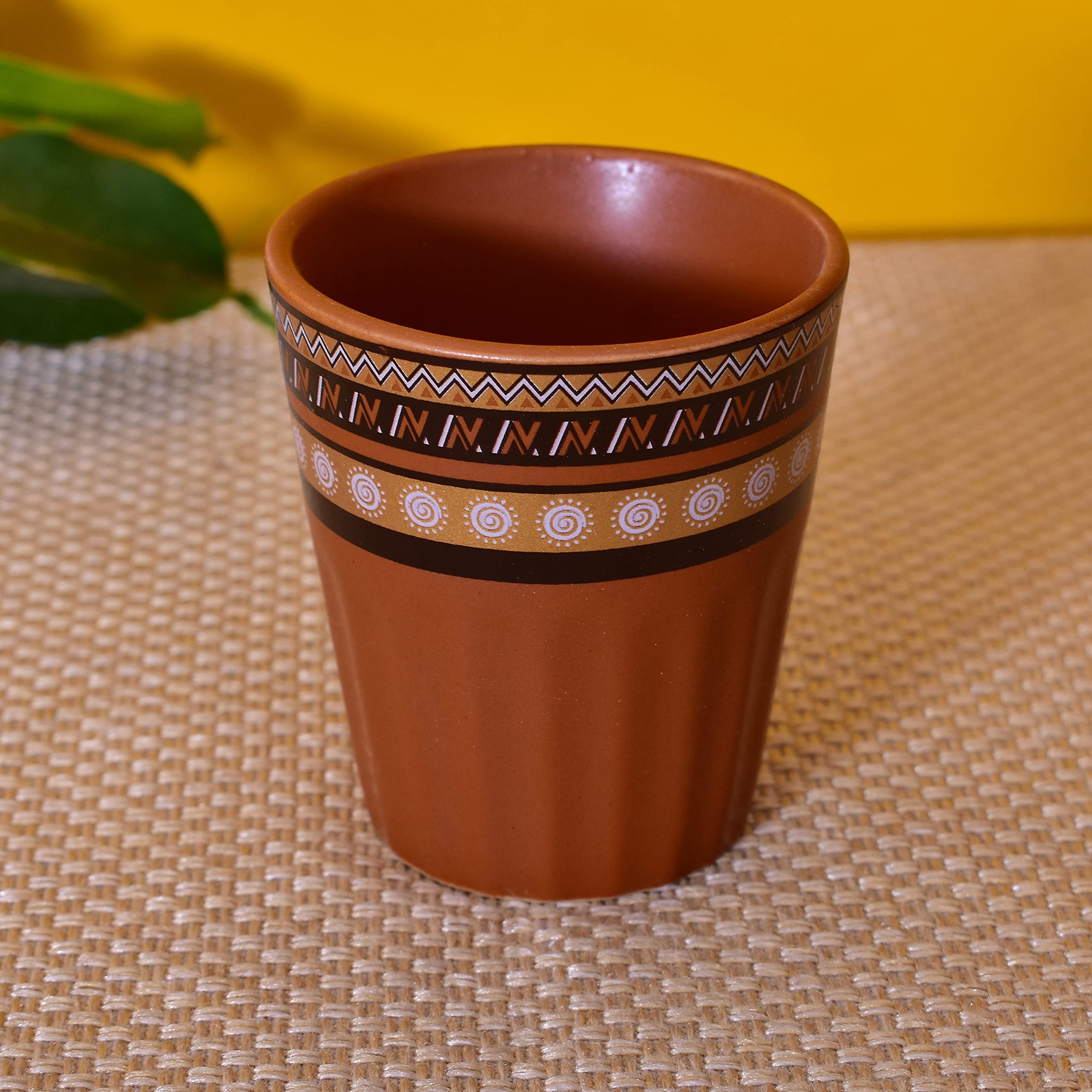 Kunhar Ceramic Tea Glass - 6 Pieces, Cumin, 125ml