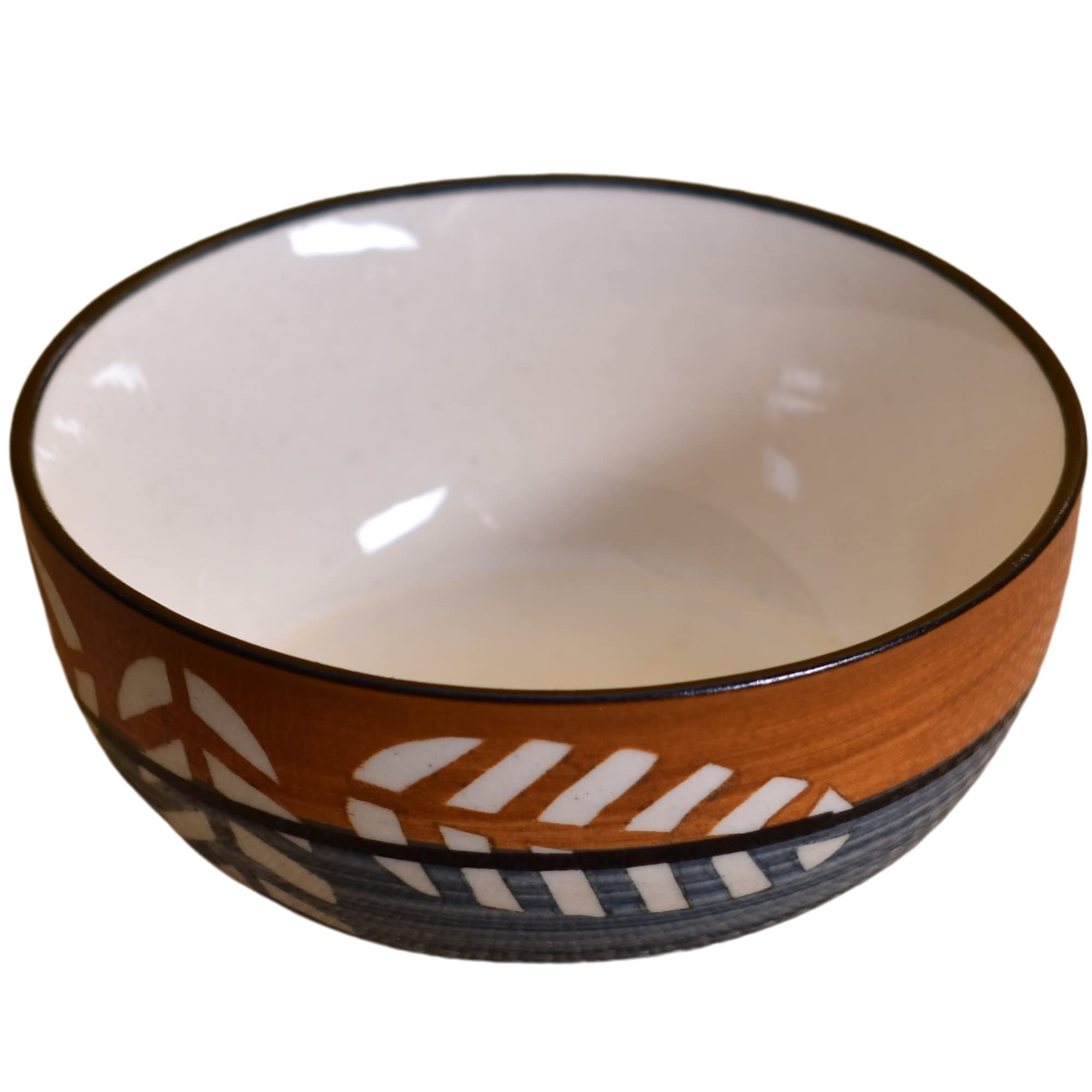 Kunhar Ceramic Hand Painted Dessert Bowls - 200 Ml, 4 Pieces, Brown Grey