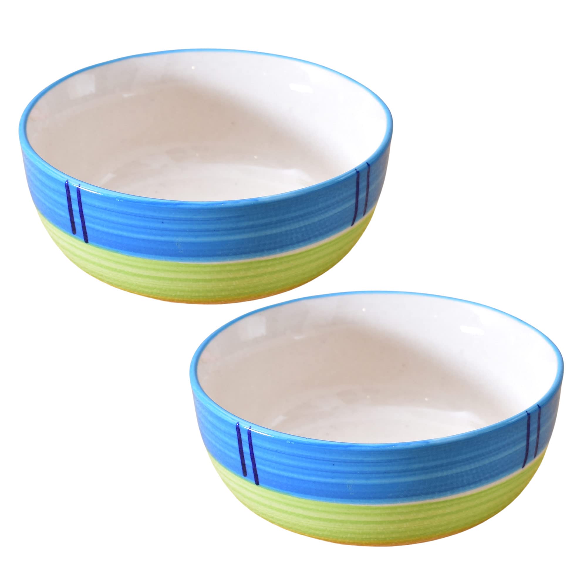 Kunhar Ceramic Mixing Bowls, Microwave Safe Bowl for Kitchen, Freezer & Dishwasher, Ideal for Snacks, Rice, Salad, and Noodles - 800 ML, 2 Pieces, Green