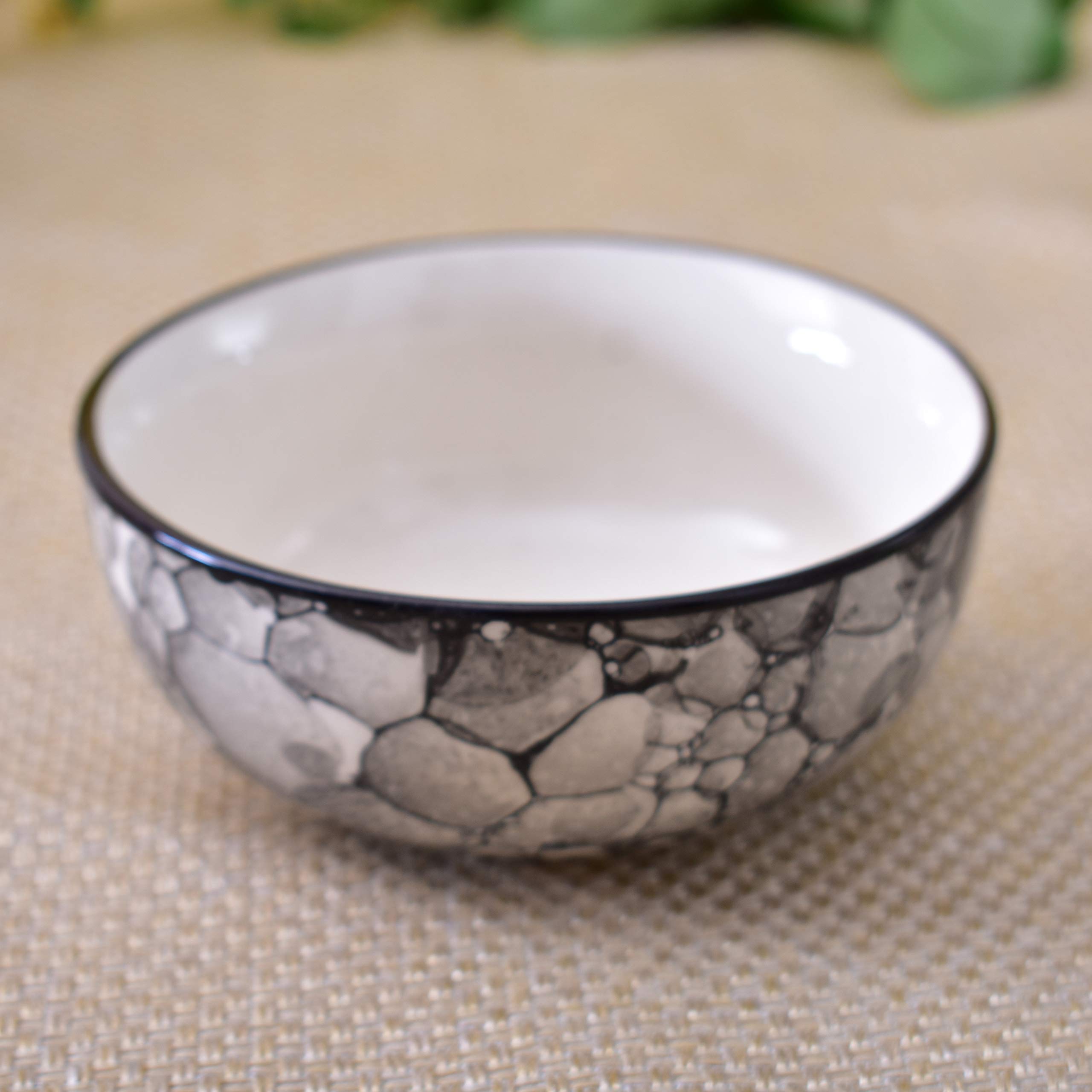 Kunhar Ceramic Mixing Bowls, Microwave Safe Bowl for Kitchen, Freezer & Dishwasher, Ideal for Snacks, Rice, Salad, and Noodles - 800 ML, 2 Pieces, Black Luster