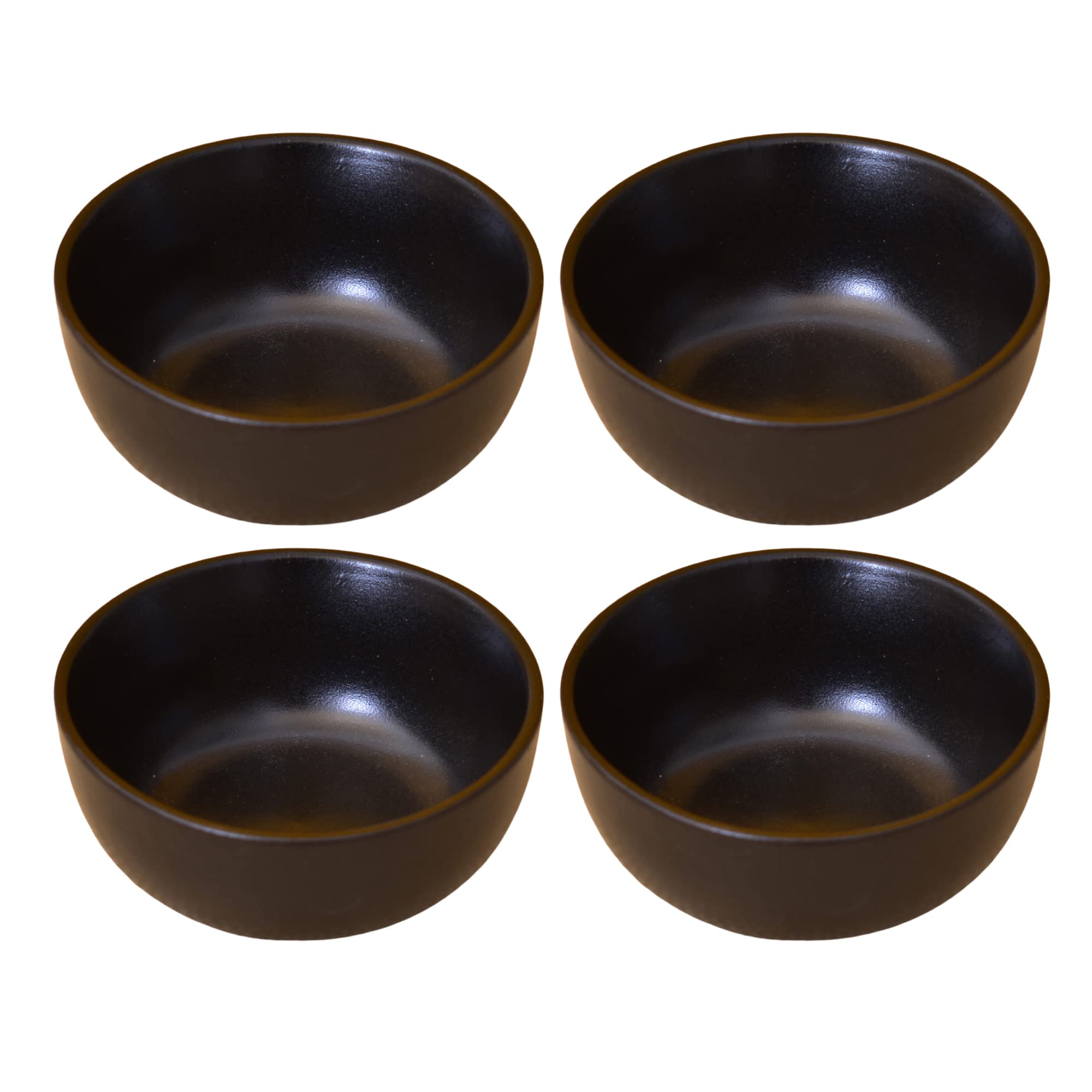 KunhaR Ceramic Matt Finish Dessert Bowl - 200 Ml, 4 Pieces, Black