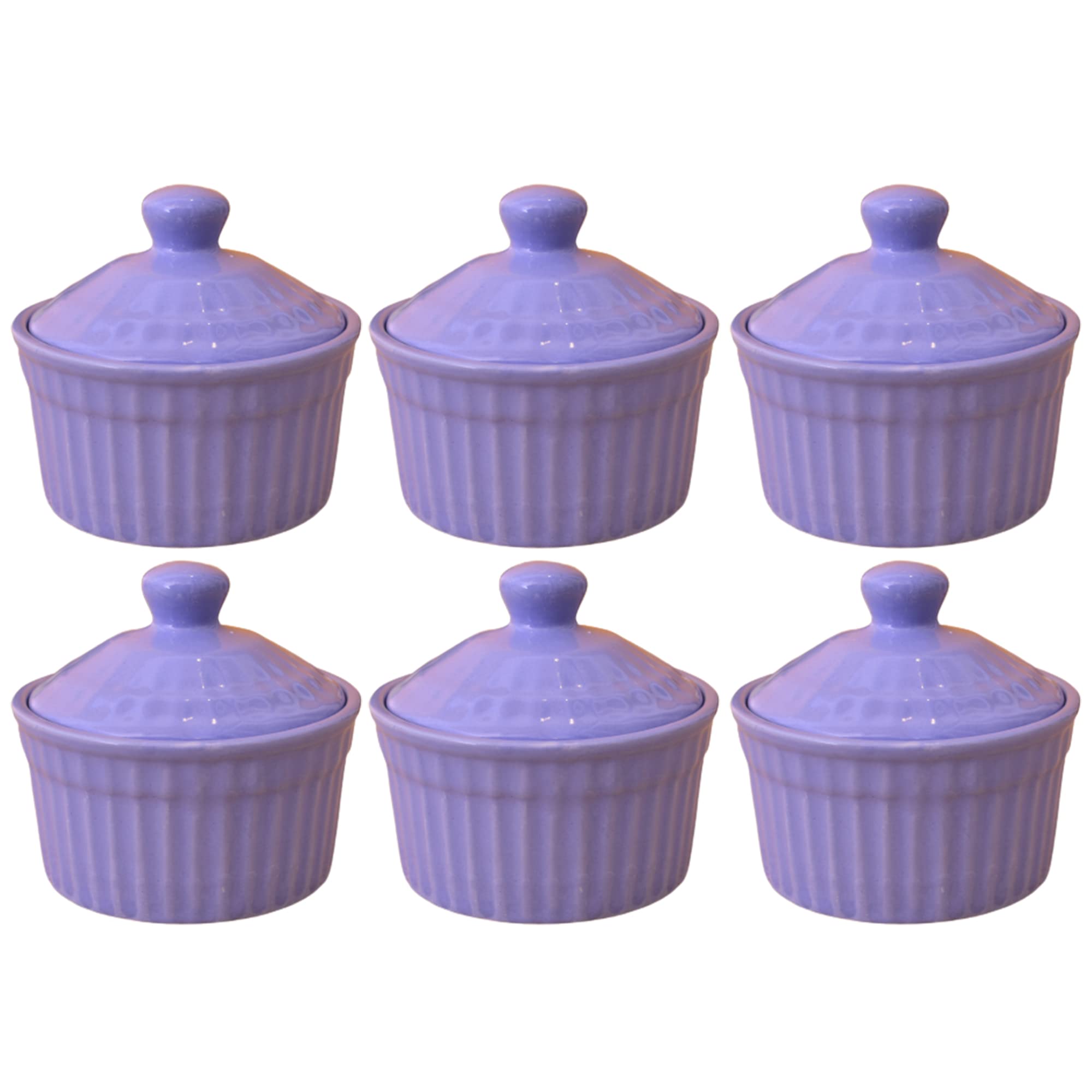 KunhaR Ceramic Butter Pot - 200 Ml, 6 Pieces, Cornflower Blue