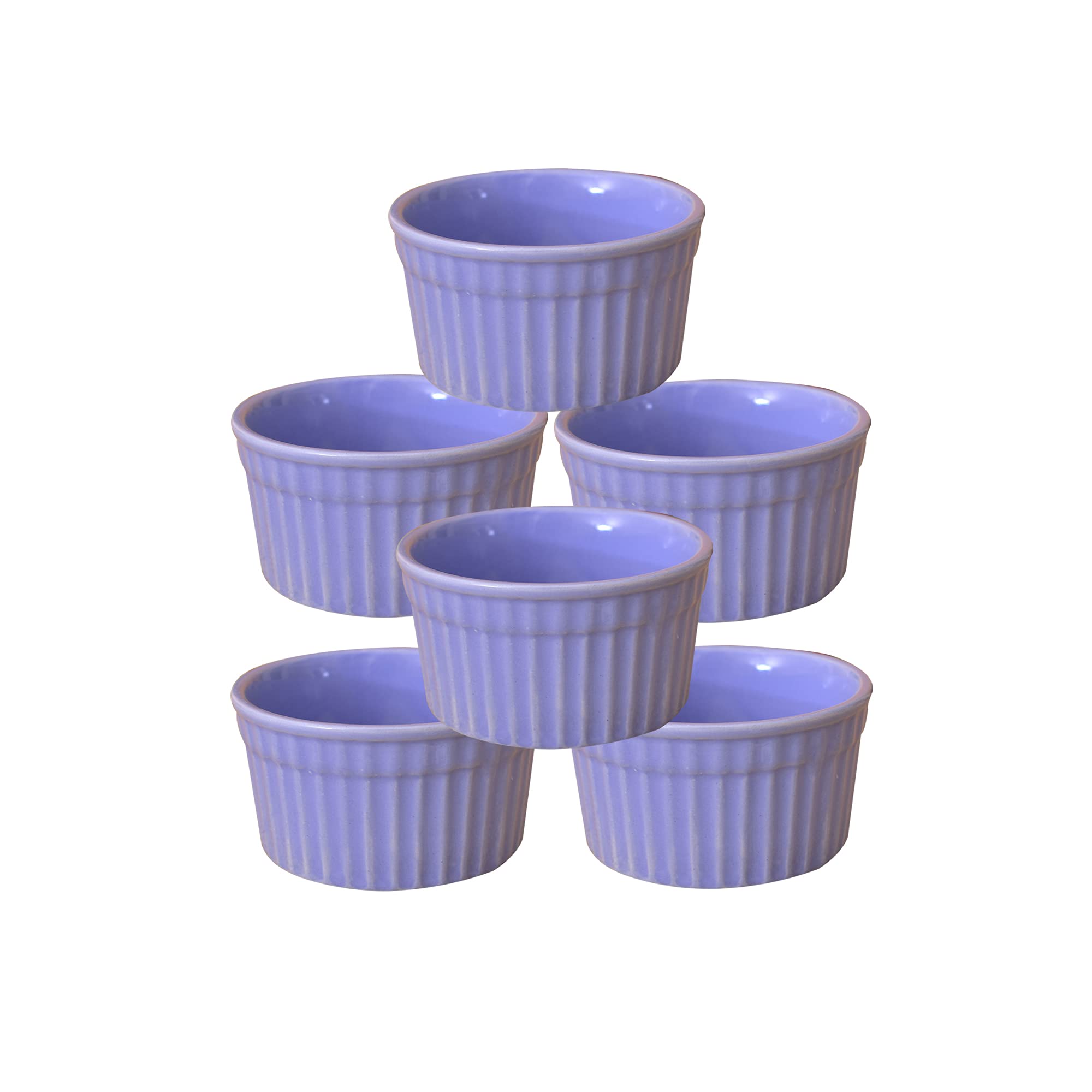 KunhaR Ceramic Ramekin Bowls - 200 ML, 6 Pieces, Lavender Blue