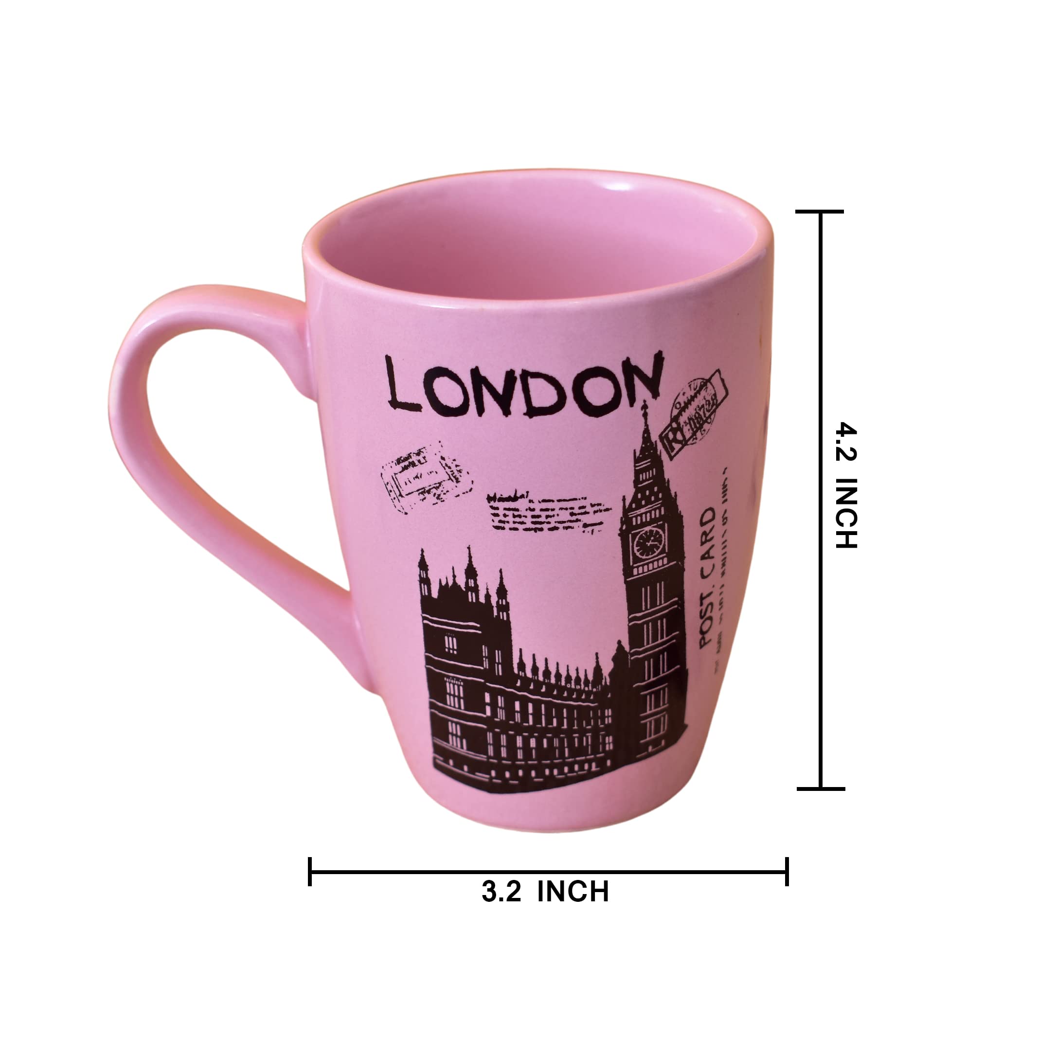 Kunhar Ceramic Coffee Mug - 6 Pieces, Multicolor, 300ml