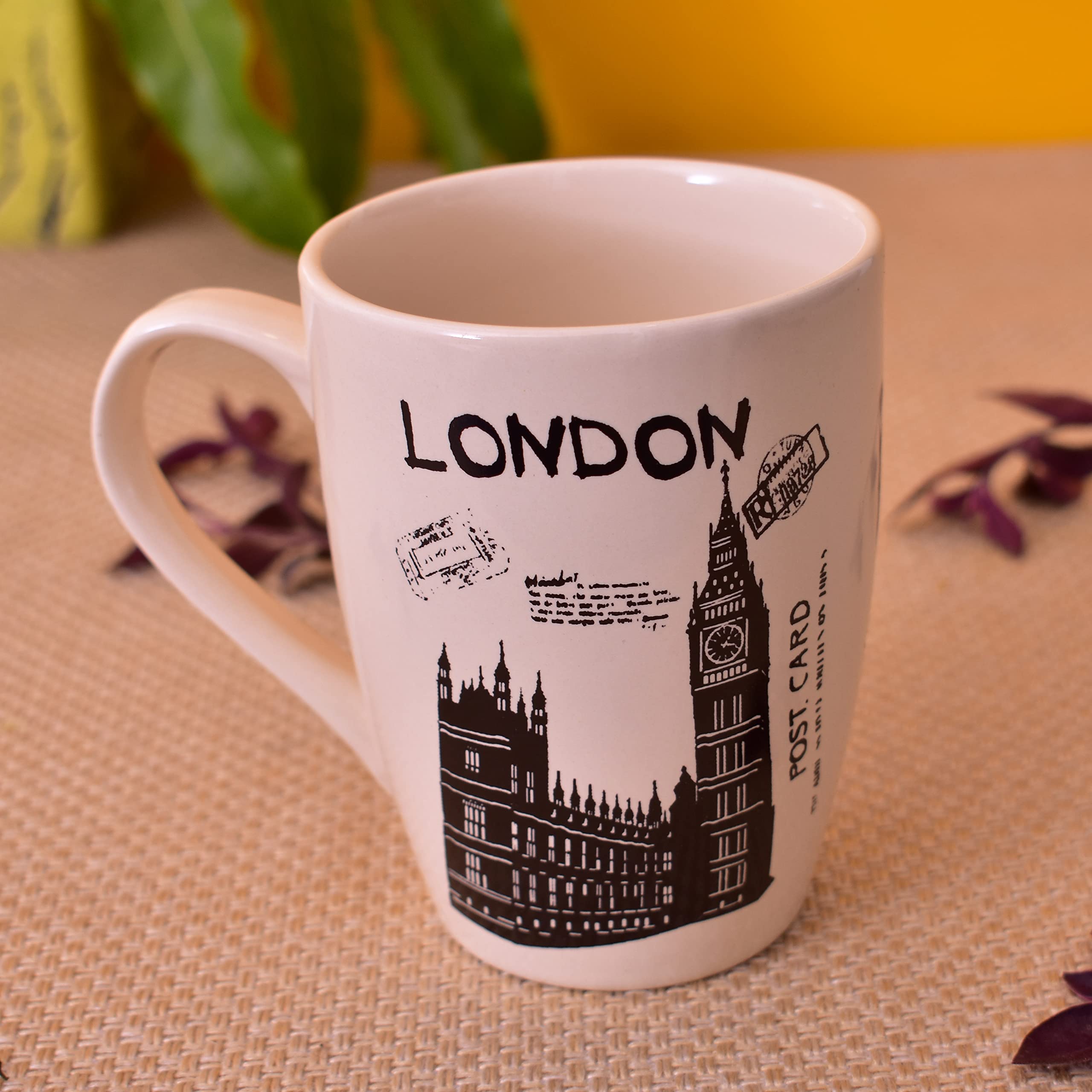 Kunhar Ceramic Coffee Mug - 6 Pieces, Multicolor, 300ml