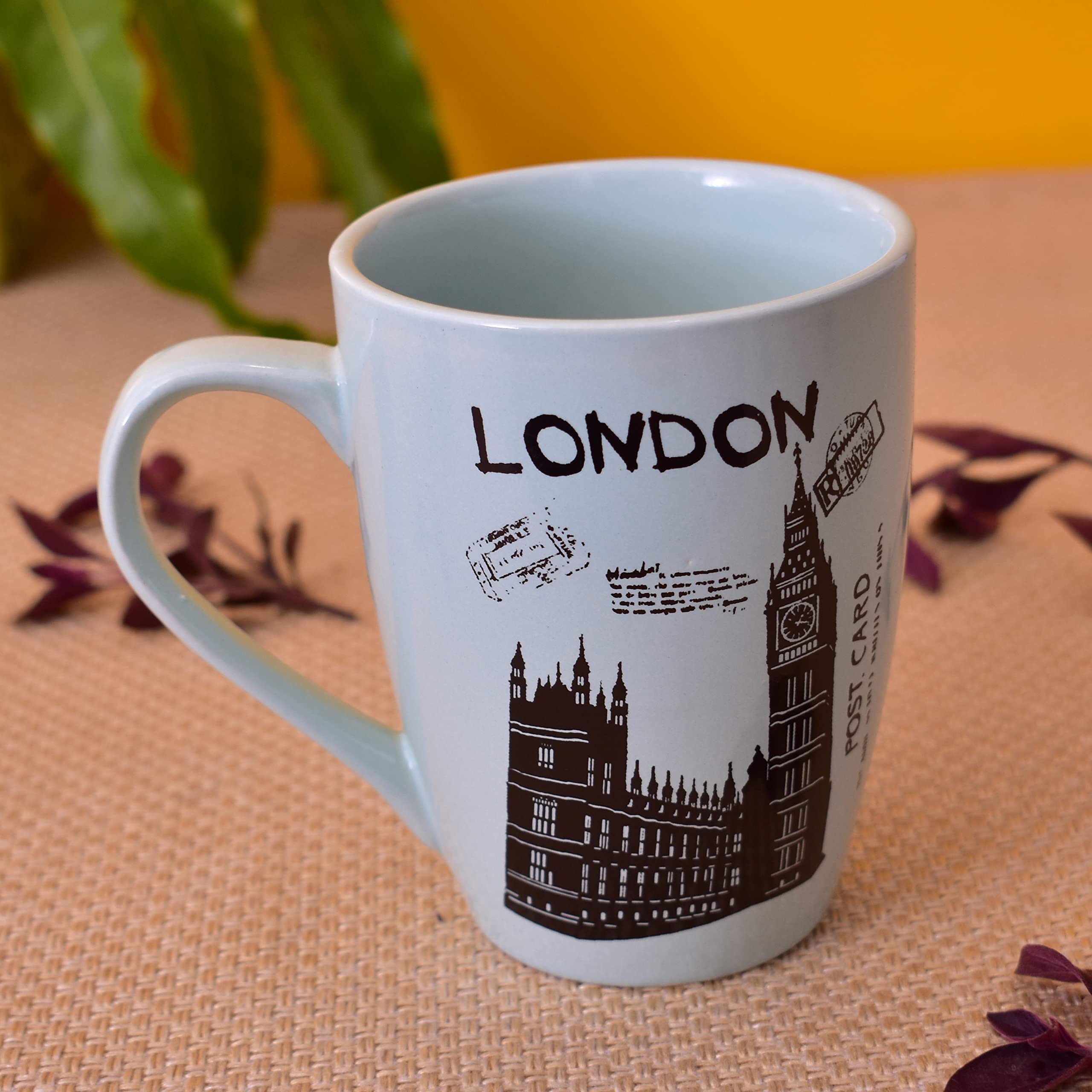 Kunhar Ceramic Coffee Mug - 6 Pieces, Multicolor, 300ml