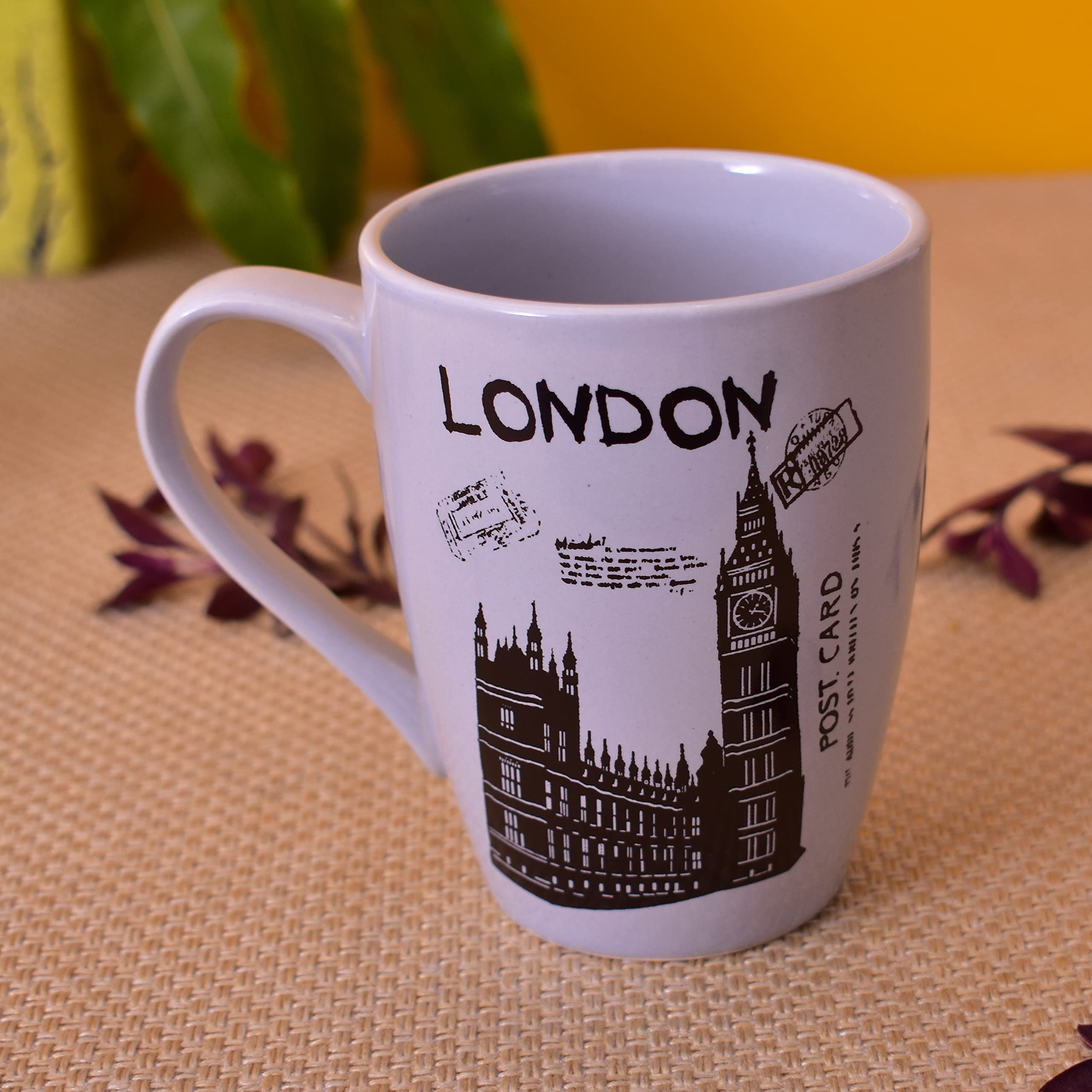 Kunhar Ceramic Coffee Mug - 6 Pieces, Multicolor, 300ml