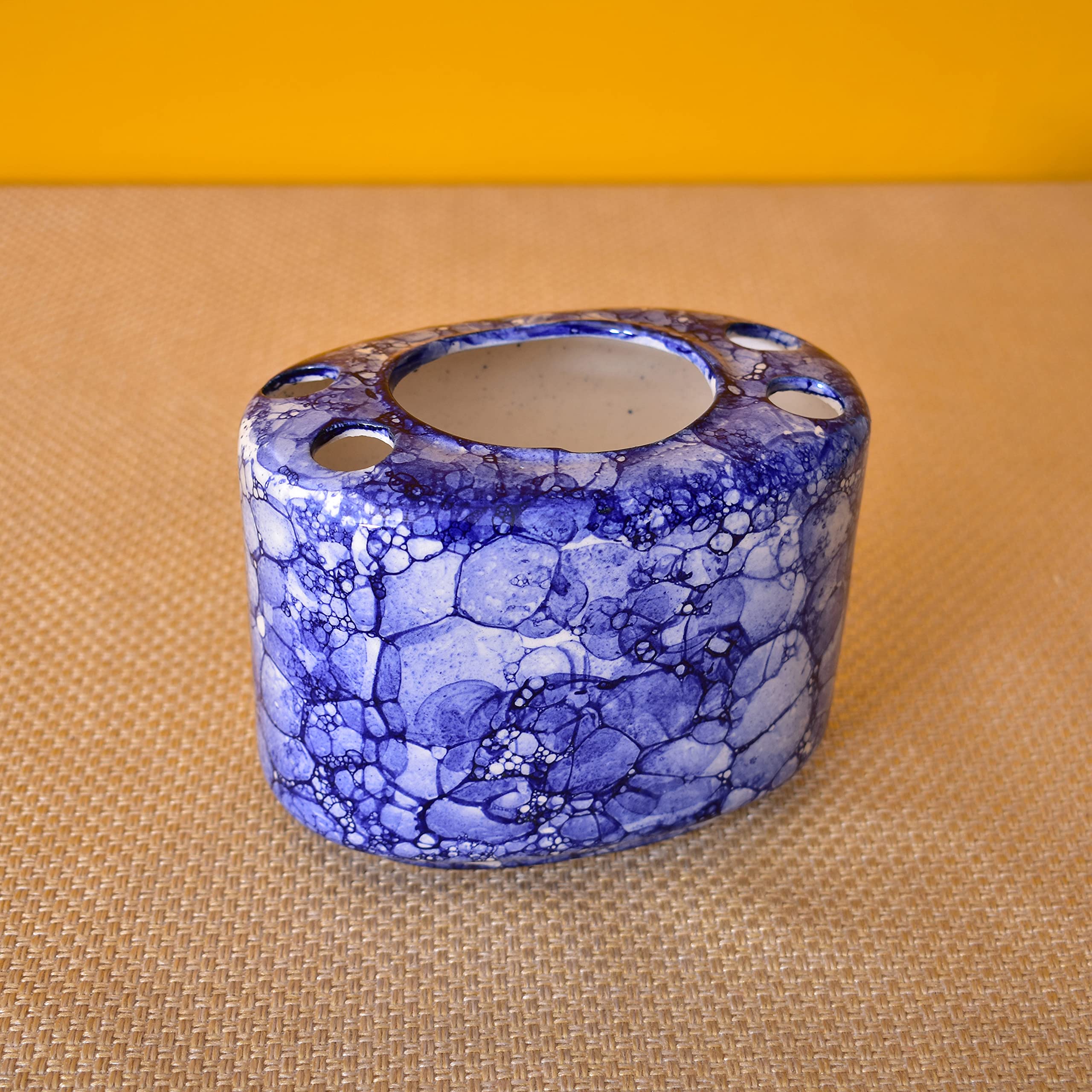 KunhaR Ceramic Bathroom Accessory Set, Blue-Luster (Liquid Soap Dispenser, Soap Tray, Toothbrush Holder)