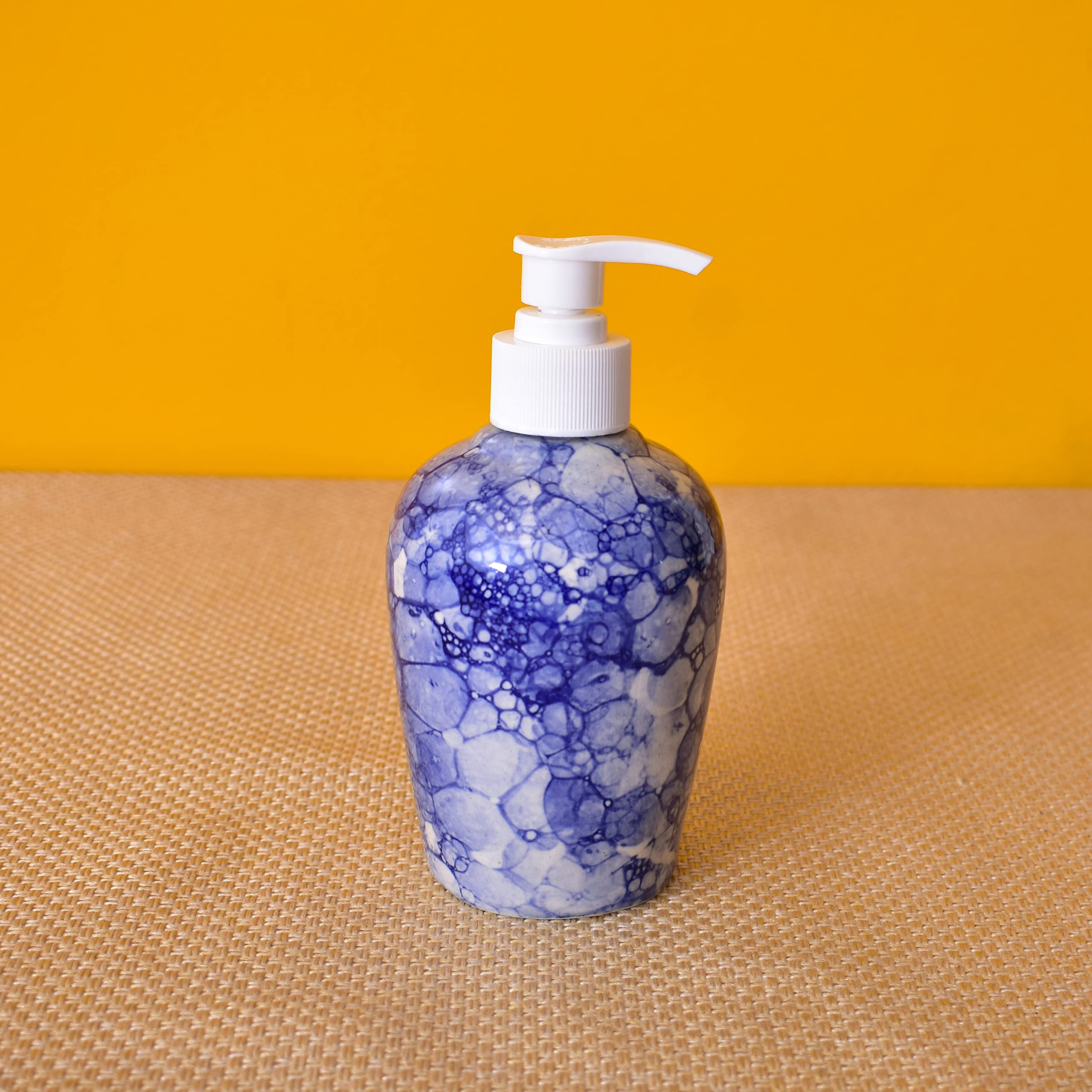 KunhaR Ceramic Bathroom Accessory Set, Blue-Luster (Liquid Soap Dispenser, Soap Tray, Toothbrush Holder)