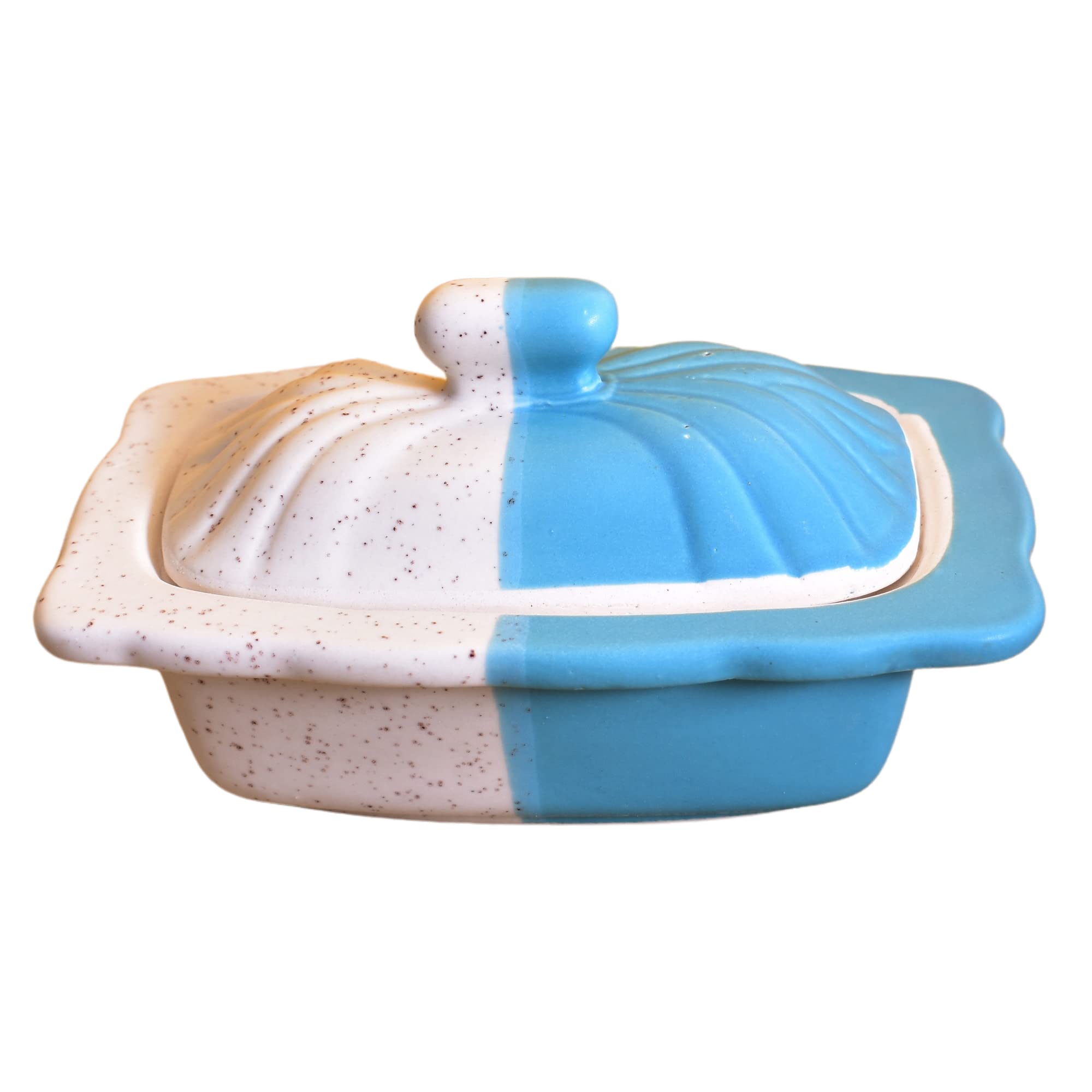 KunhaR Ceramic Butter Pot - 350 Ml, 1 Piece, White Blue