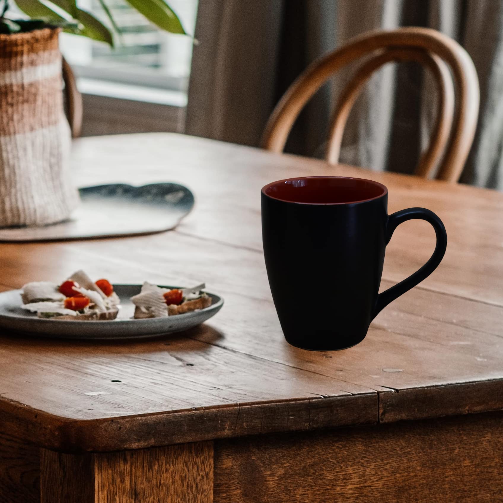 Kunhar Ceramic Coffee Mug, Ceramic Milk Mug - 350 Ml, 1 Piece, Black Red