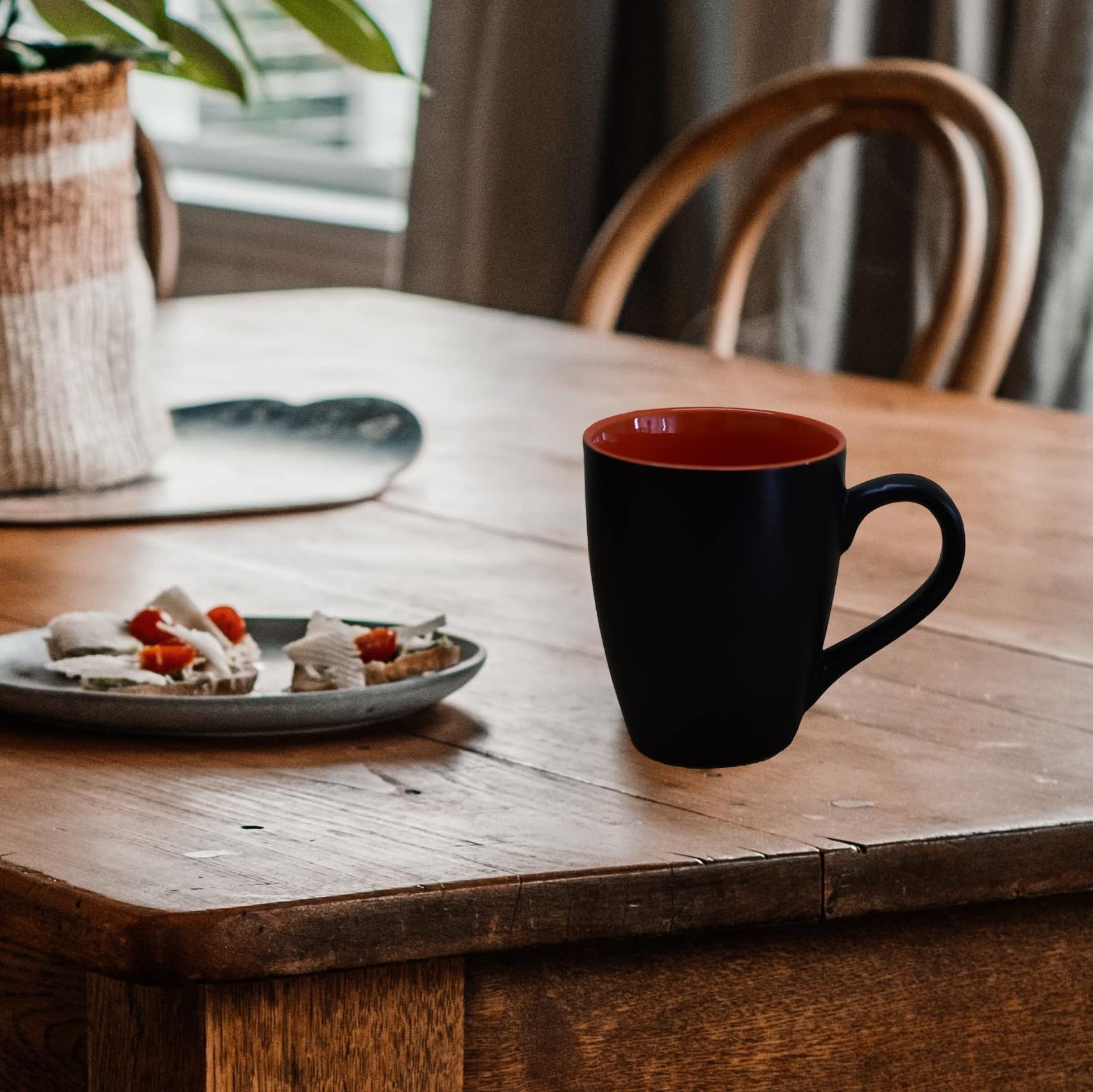 Kunhar Ceramic Coffee Mug, Ceramic Milk Mug - 350 Ml, 1 Piece, Black Light Red