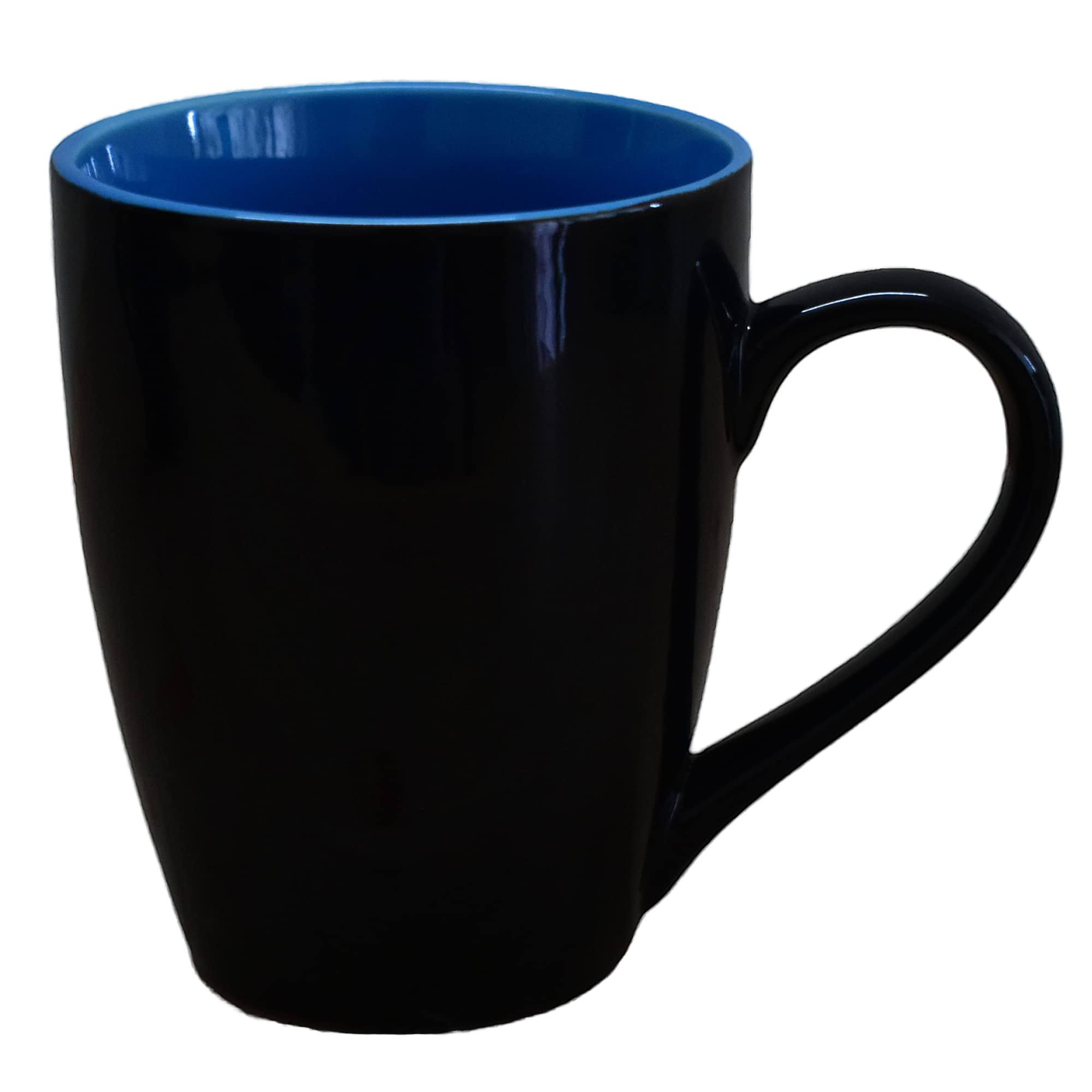 Kunhar Ceramic Coffee Mug, Ceramic Milk Mug - 350 Ml, 4 Pieces, Blue Black Shine