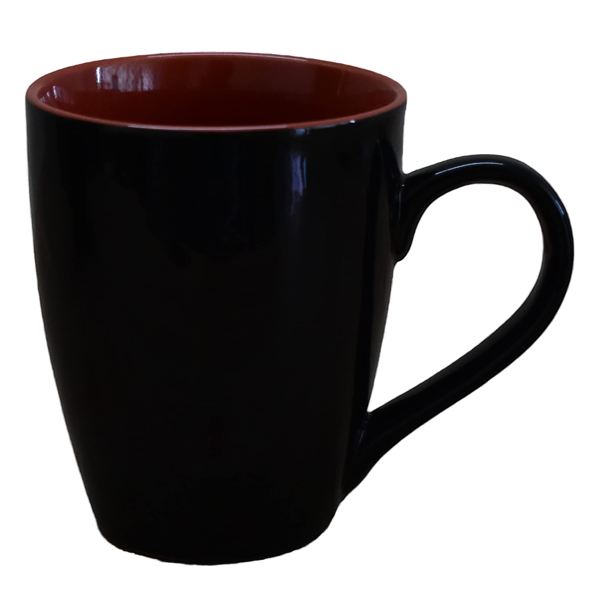 Kunhar Ceramic Coffee Mug, Ceramic Milk Mug - 350 Ml, 2 Pieces, Red Black Shine