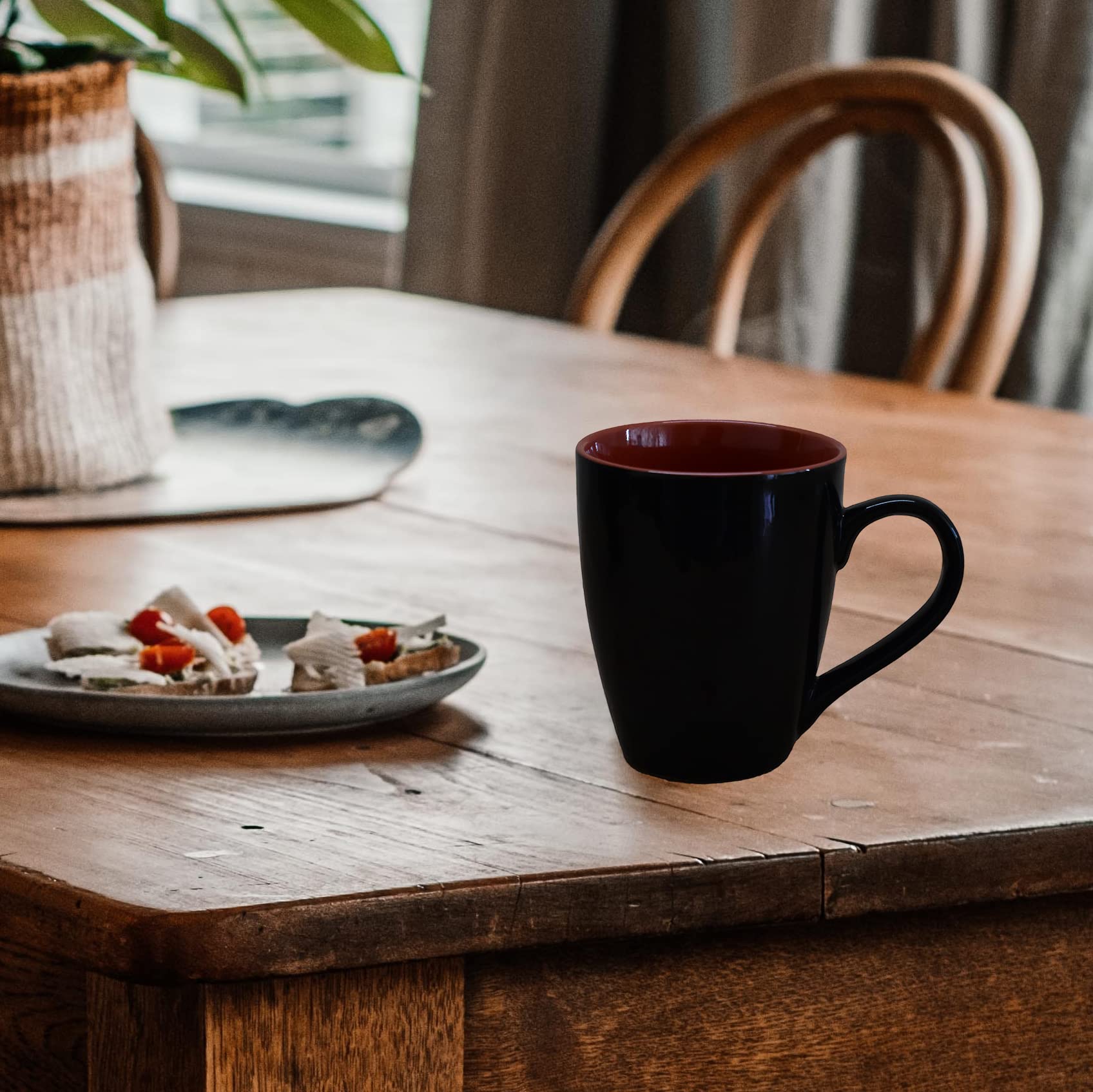 Kunhar Ceramic Coffee Mug, Ceramic Milk Mug - 350 Ml, 1 Piece, Red Black Shine