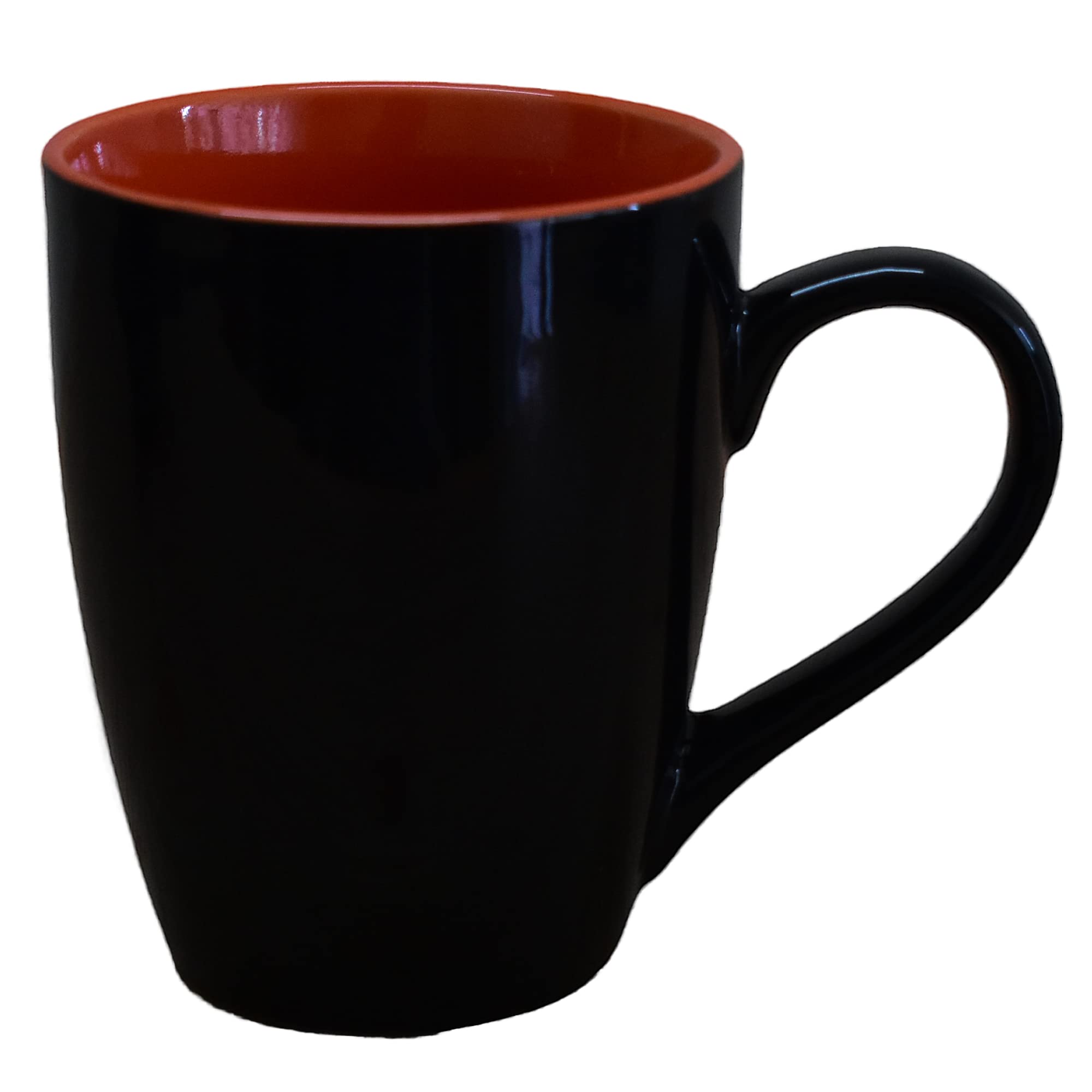 Kunhar Ceramic Coffee Mug, Ceramic Milk Mug - 350 Ml, 1 Piece, Light Red Black Shine