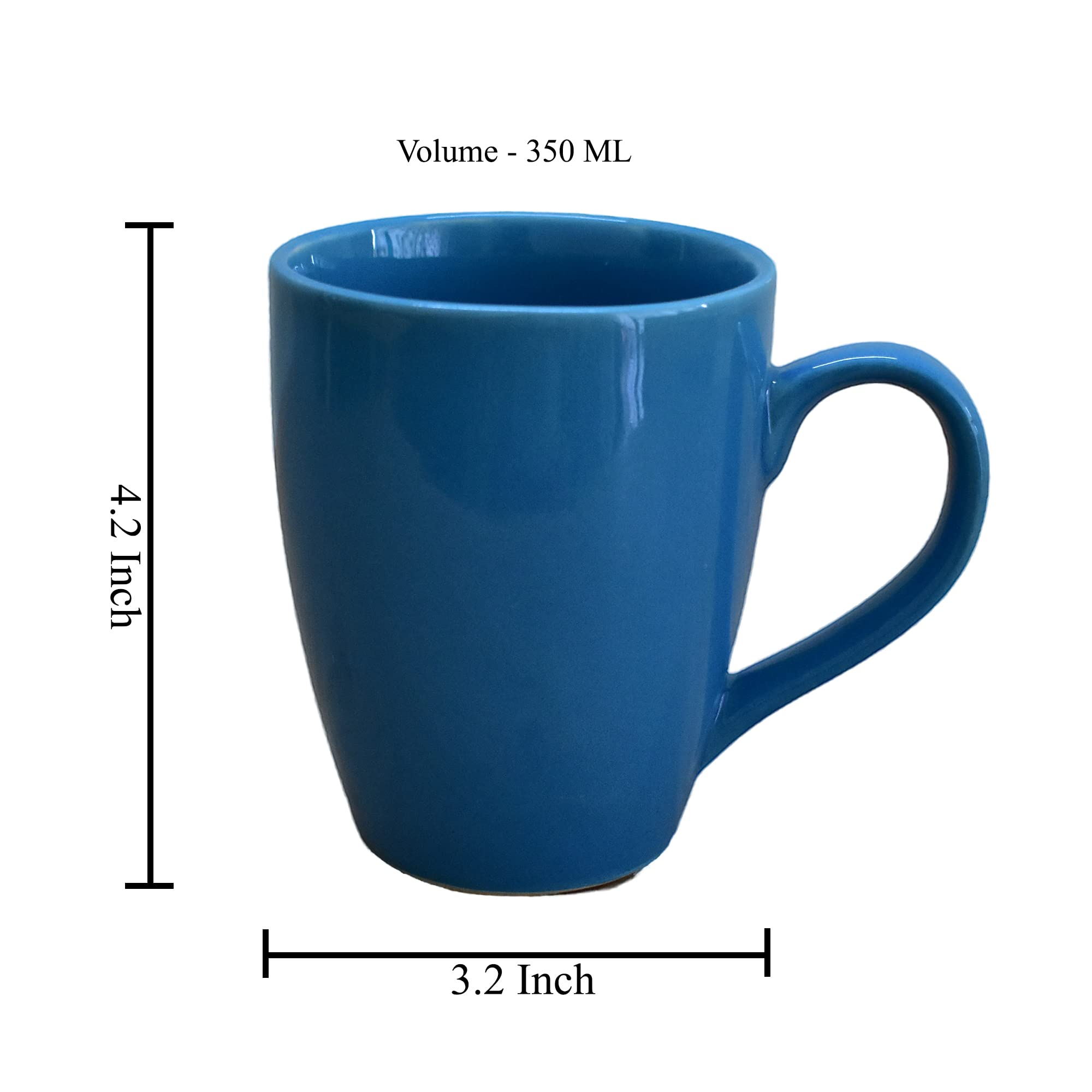 Kunhar Ceramic Coffee Mug, Ceramic Milk Mug - 350 Ml, 2 Pieces, Astronaut Blue