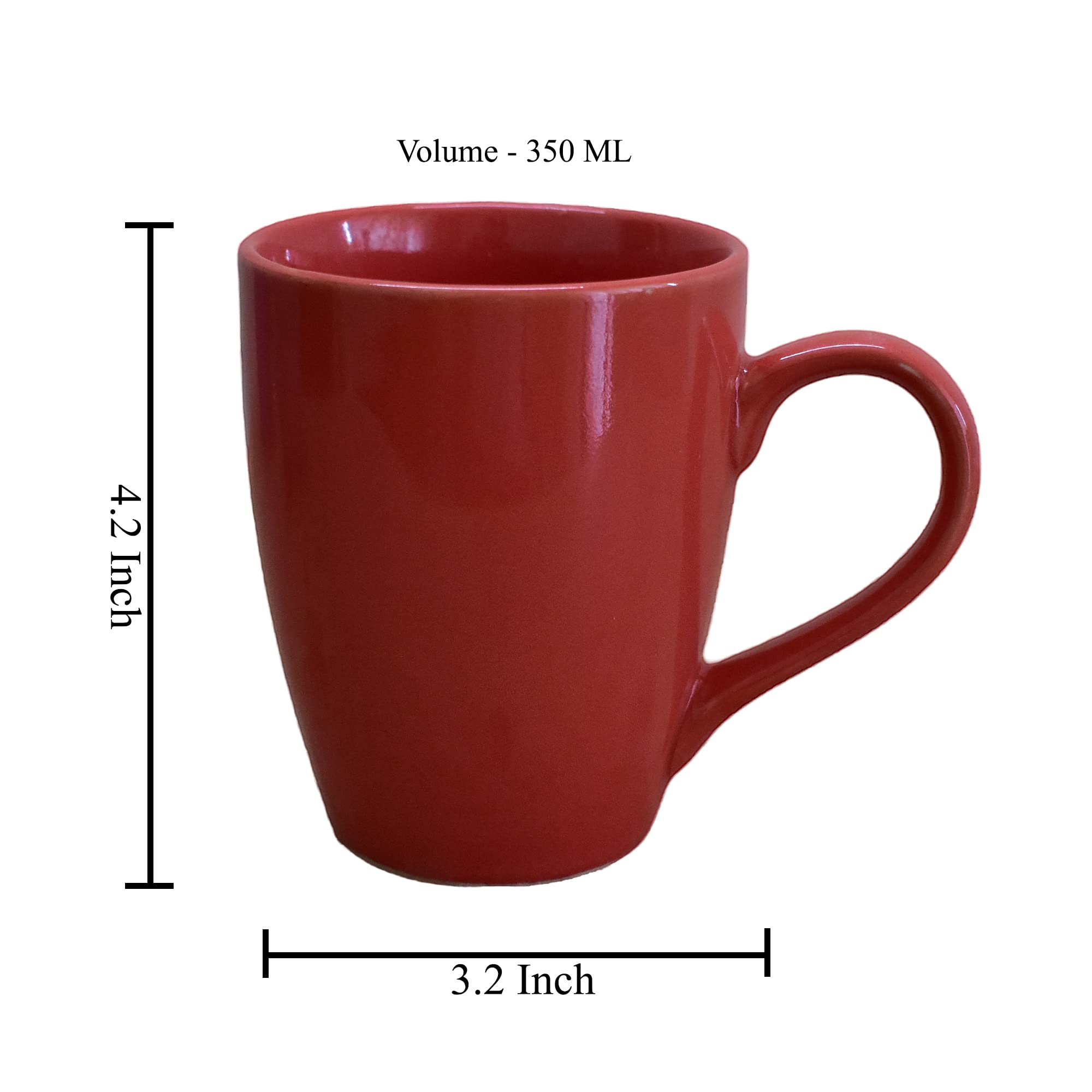 Kunhar Ceramic Coffee Mug, Ceramic Milk Mug - 350 Ml, 1 Piece, Falu Red
